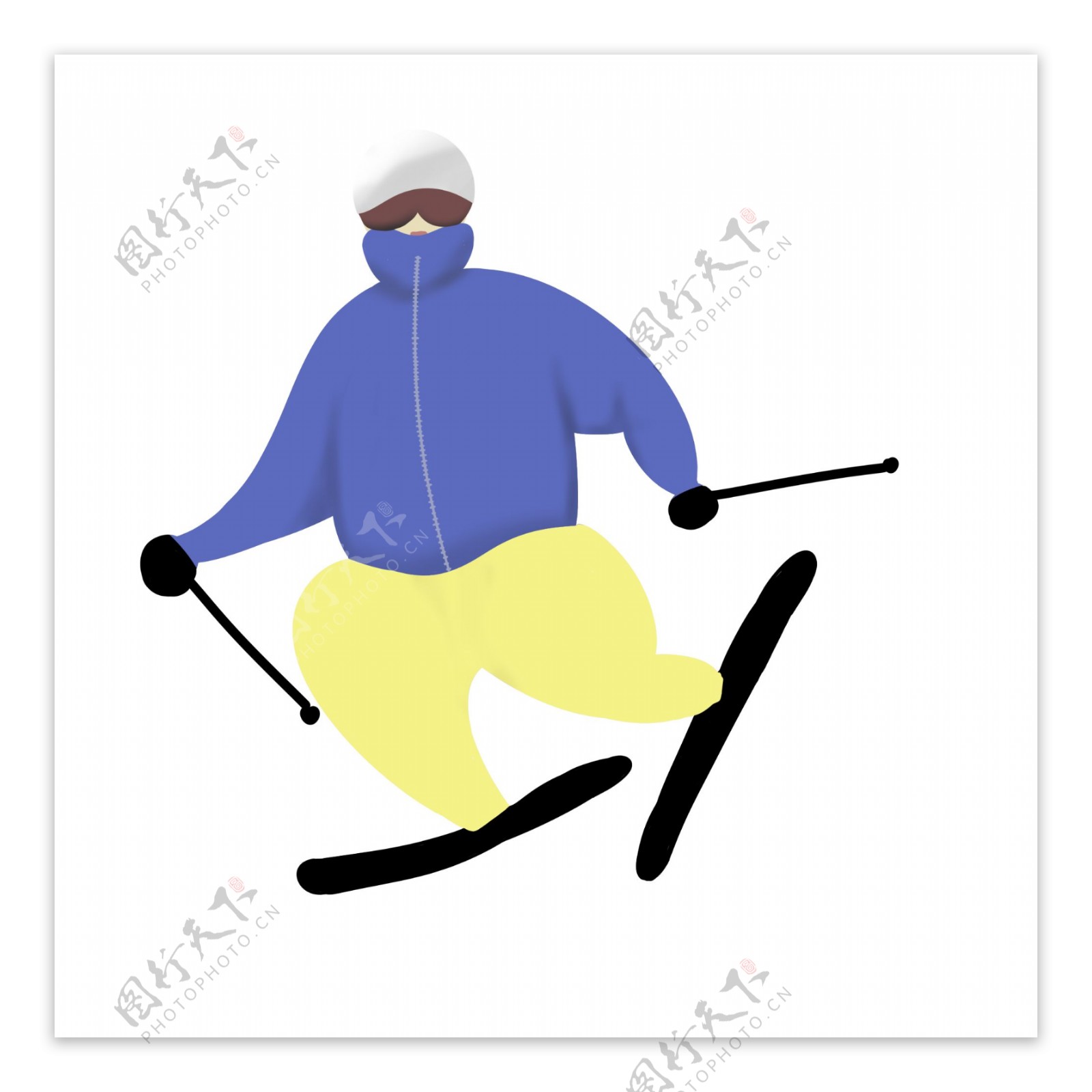 简约滑雪的男生人物设计