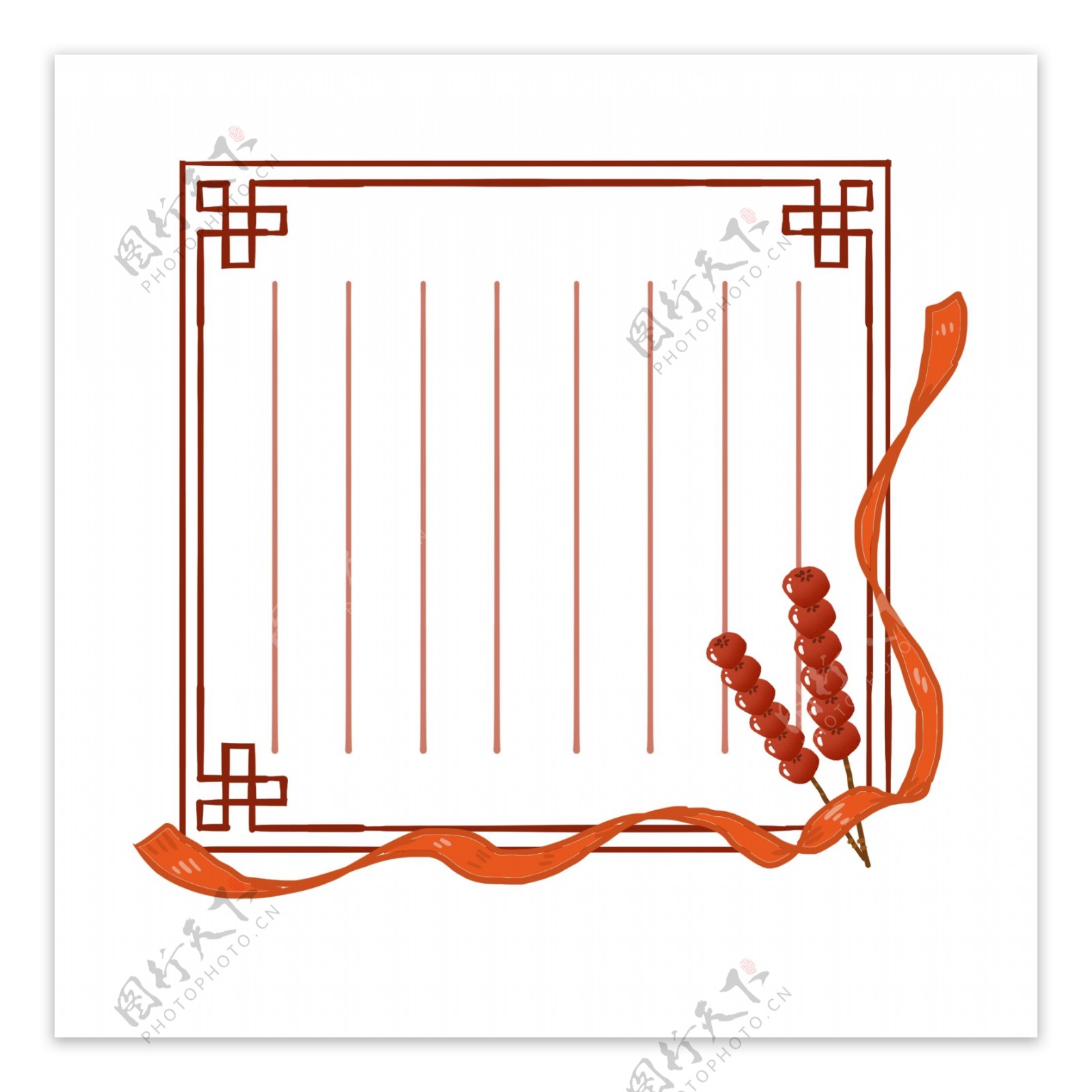 手绘中国风糖葫芦设计边框元素