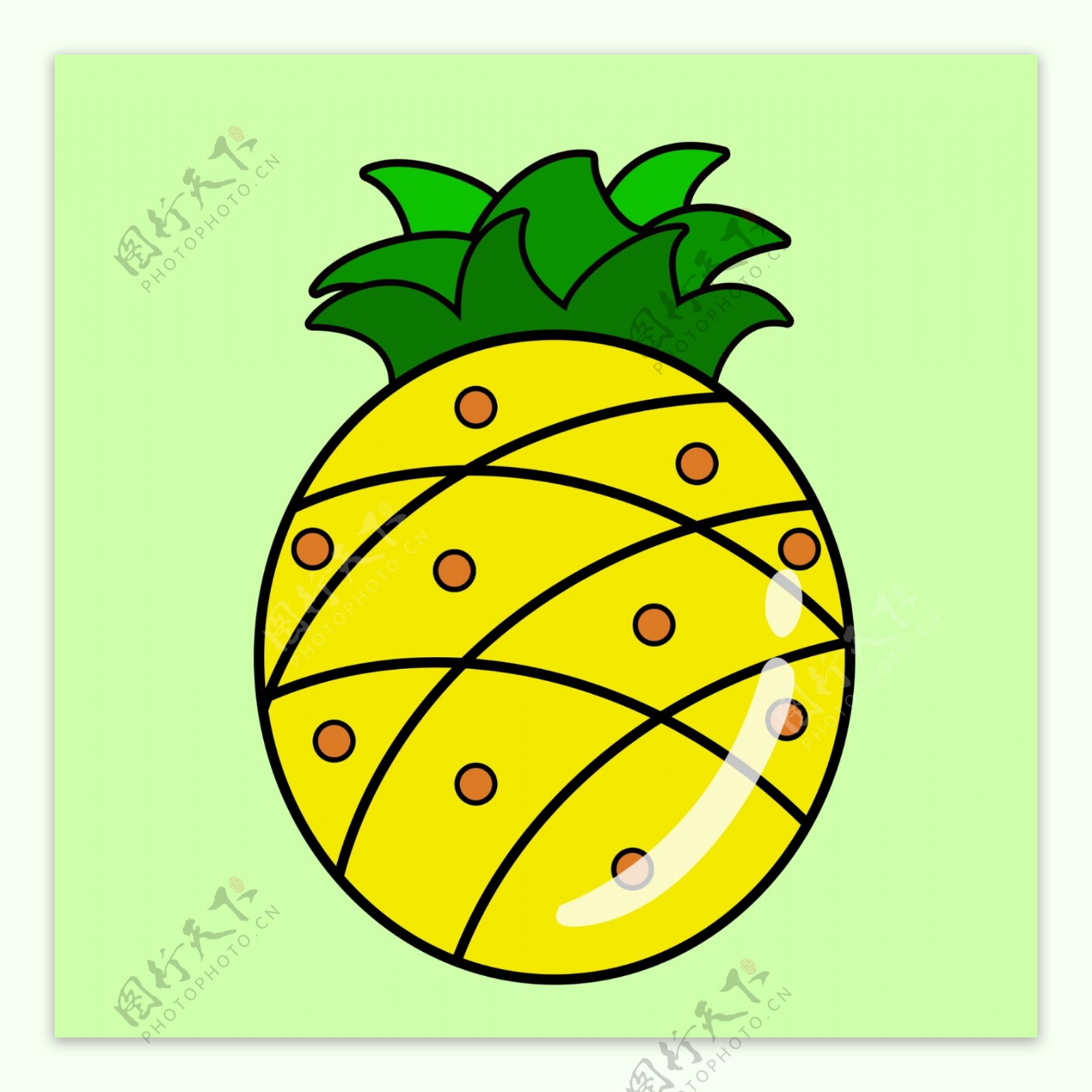 黄色菠萝手绘卡通