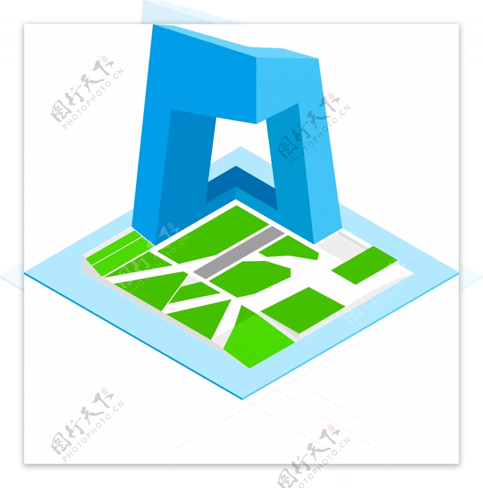 扁平化2.5D北京央视大楼矢量素材