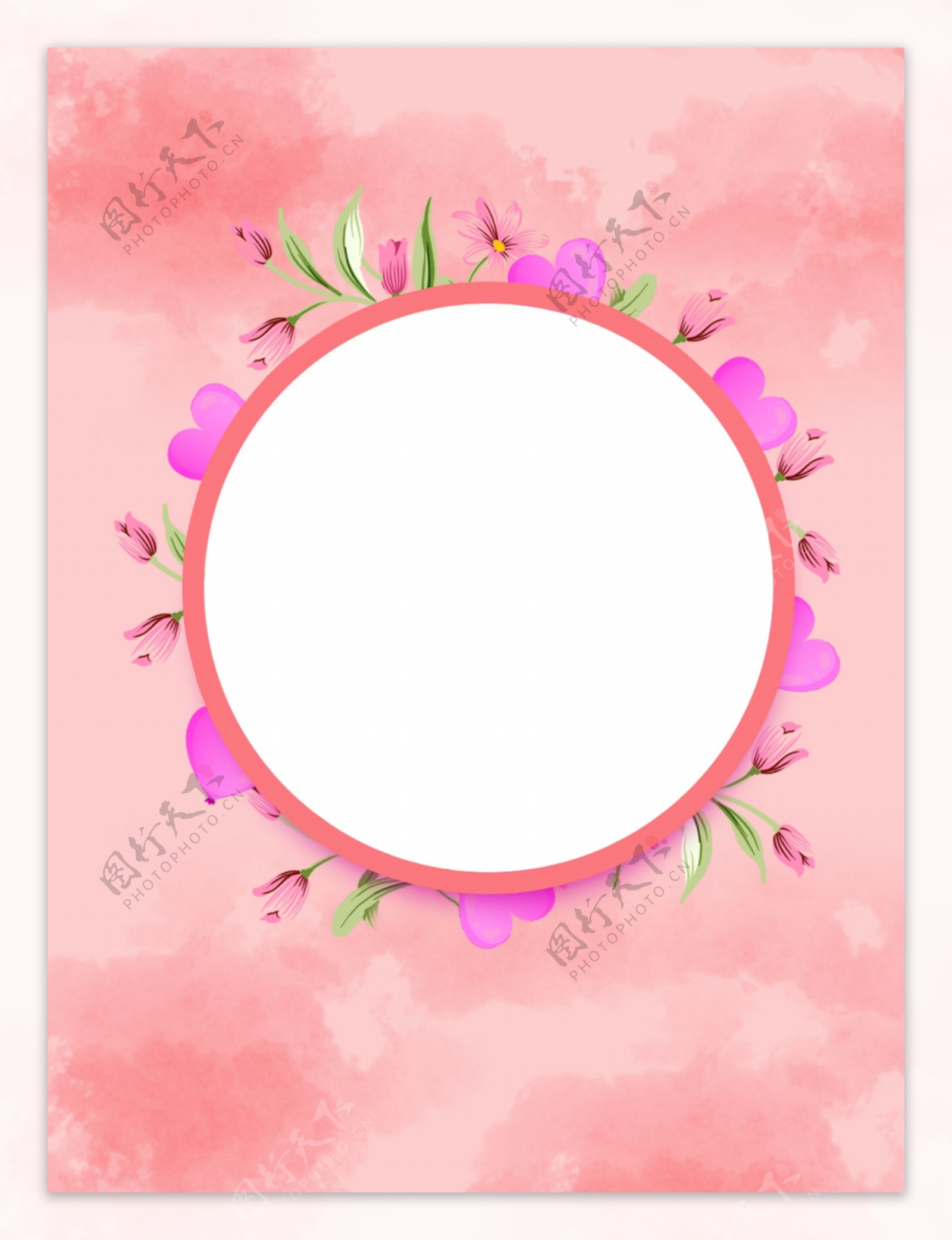 粉色纹理小清新唯美创意花朵背景设计