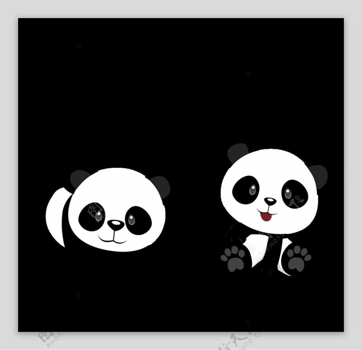 可爱卡通熊猫两只