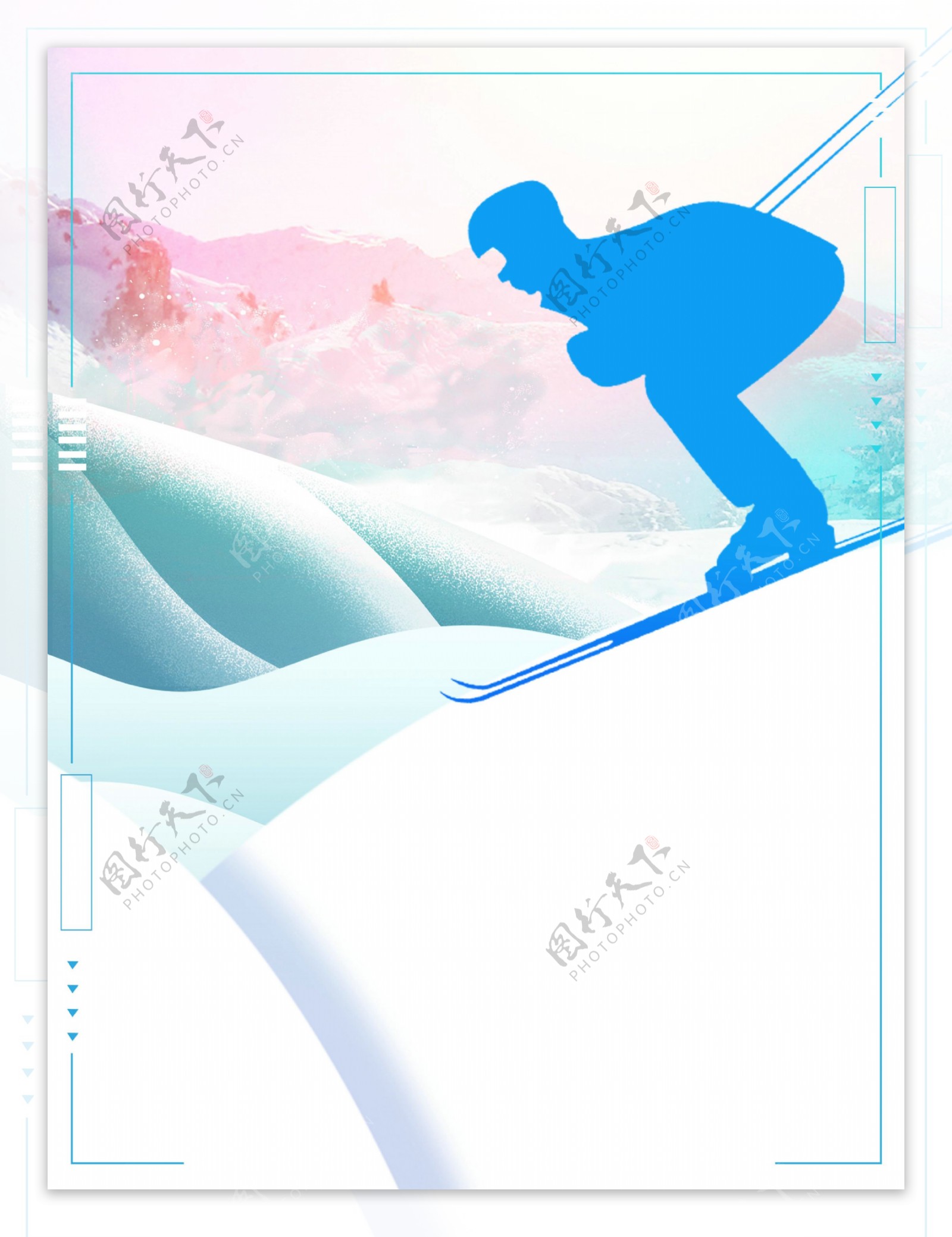 简约时尚冬天滑雪运动海报背景