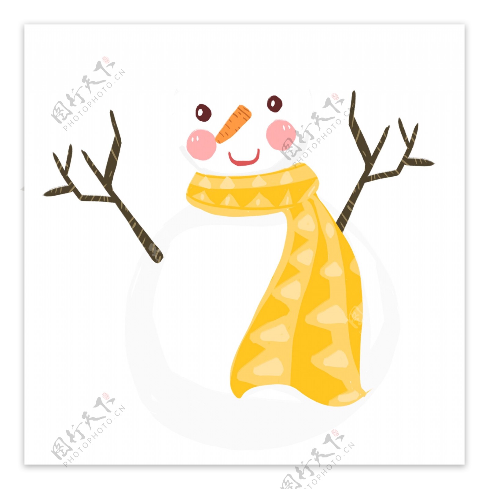 简约可爱围着黄围巾的雪人原创元素