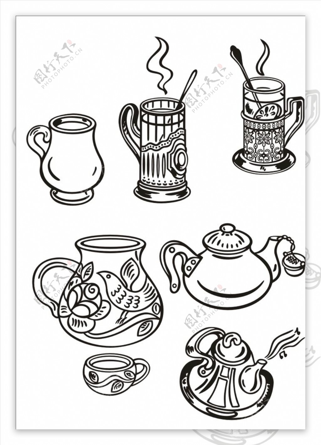 矢量手绘茶壶图片素材-编号25025034-图行天下