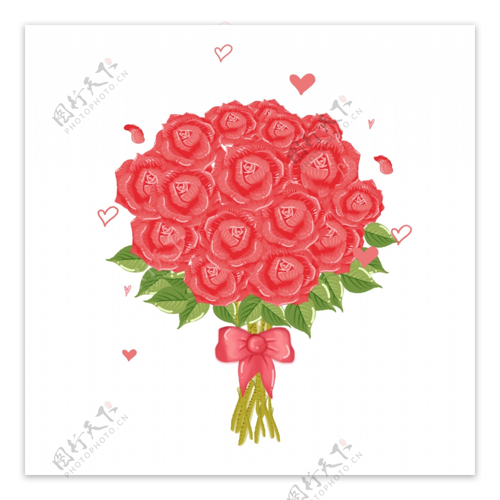 手绘浪漫玫瑰花束植物花卉花朵清新情人节
