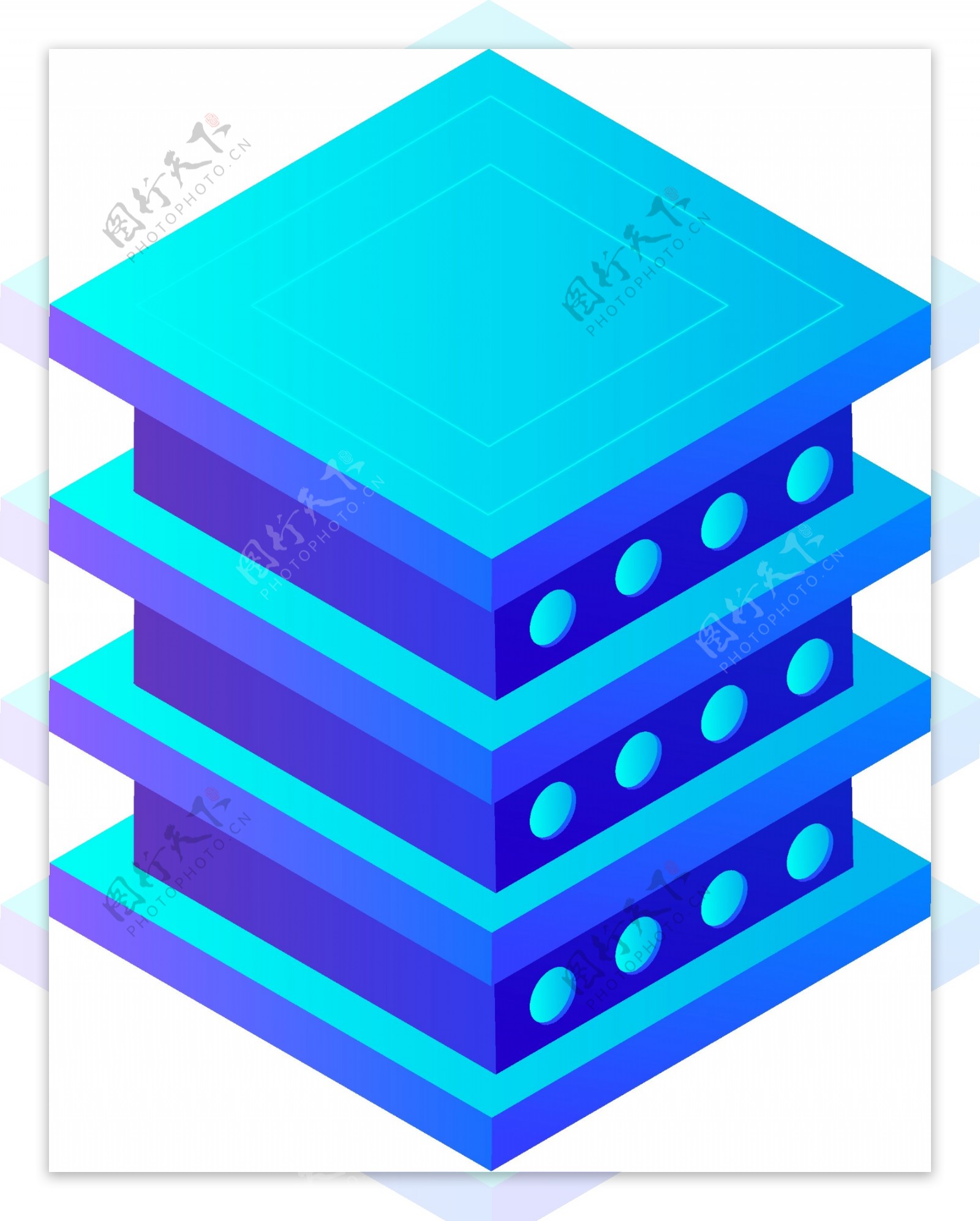 蓝色2.5D未来建筑设计原创元素