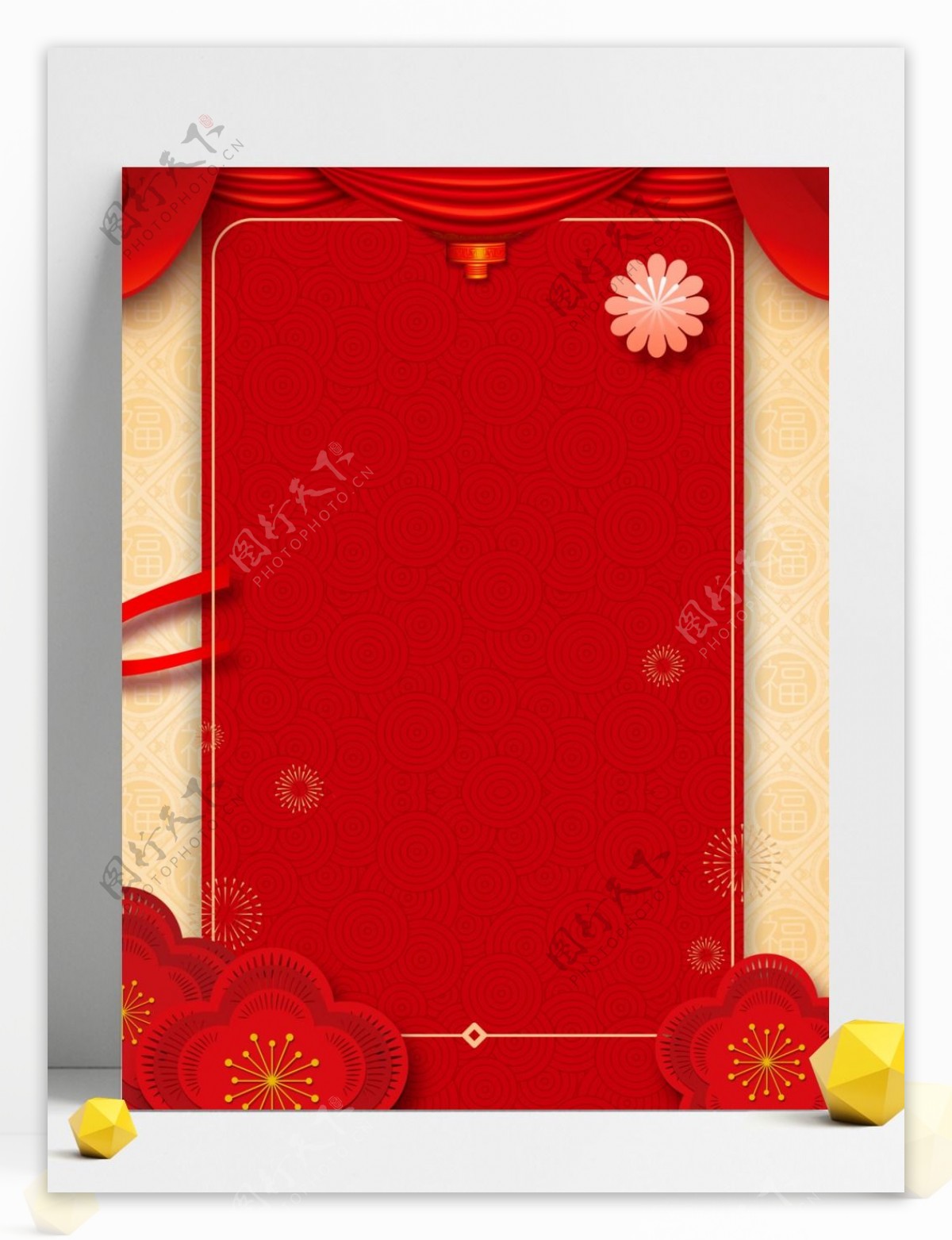 喜庆花朵猪年春节背景设计