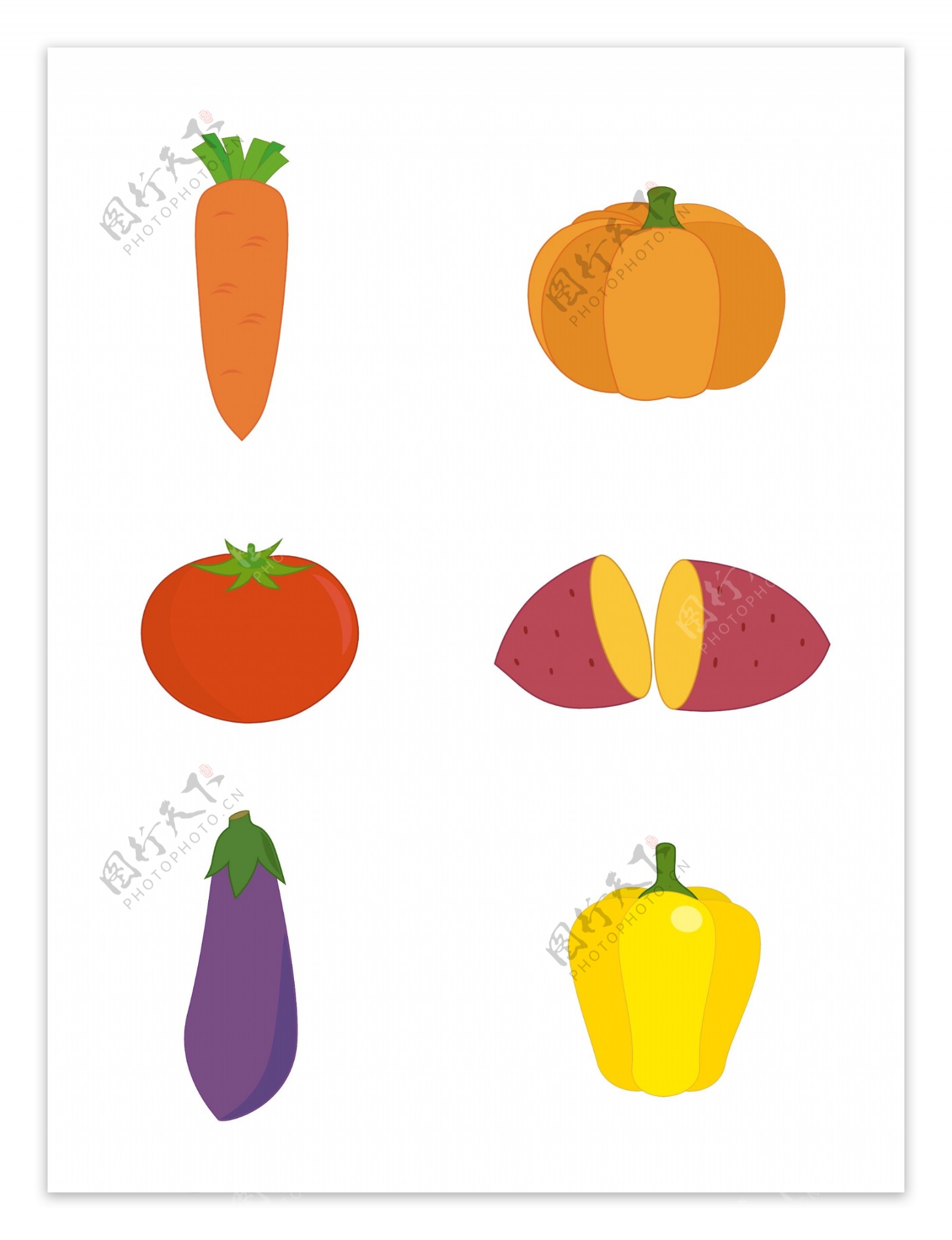 小清新日系简约卡通现代水果蔬菜素材