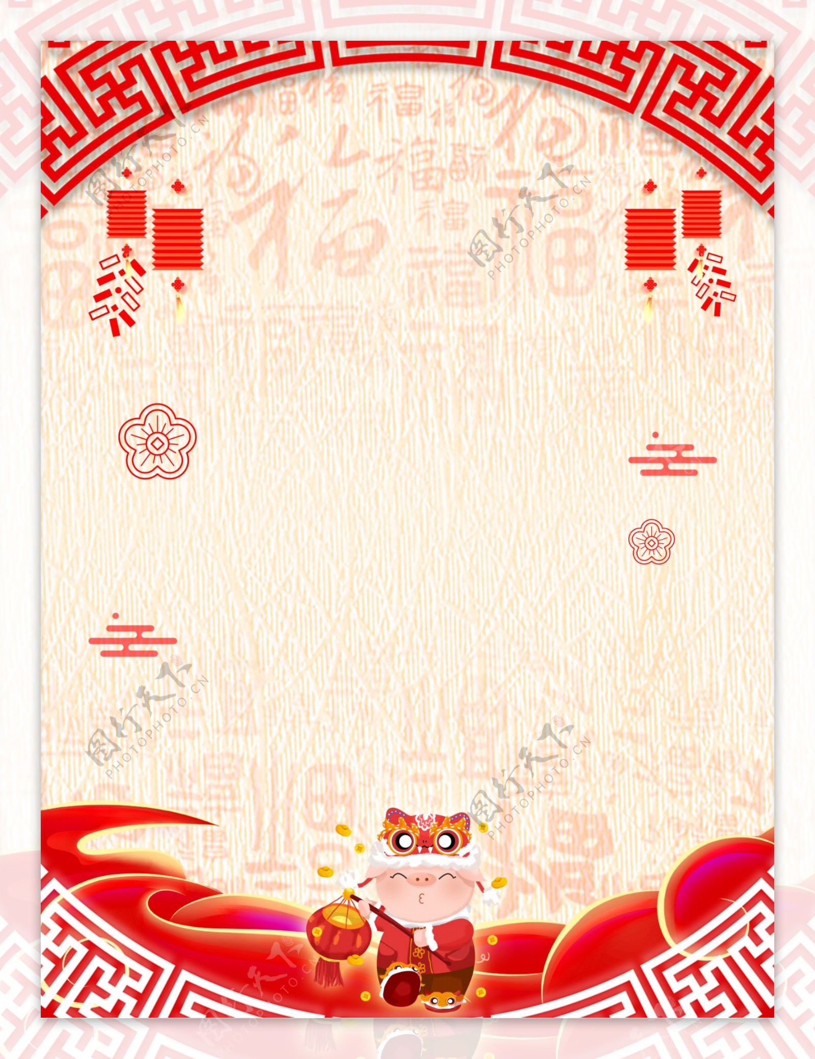 中国风福字灯笼猪年背景设计