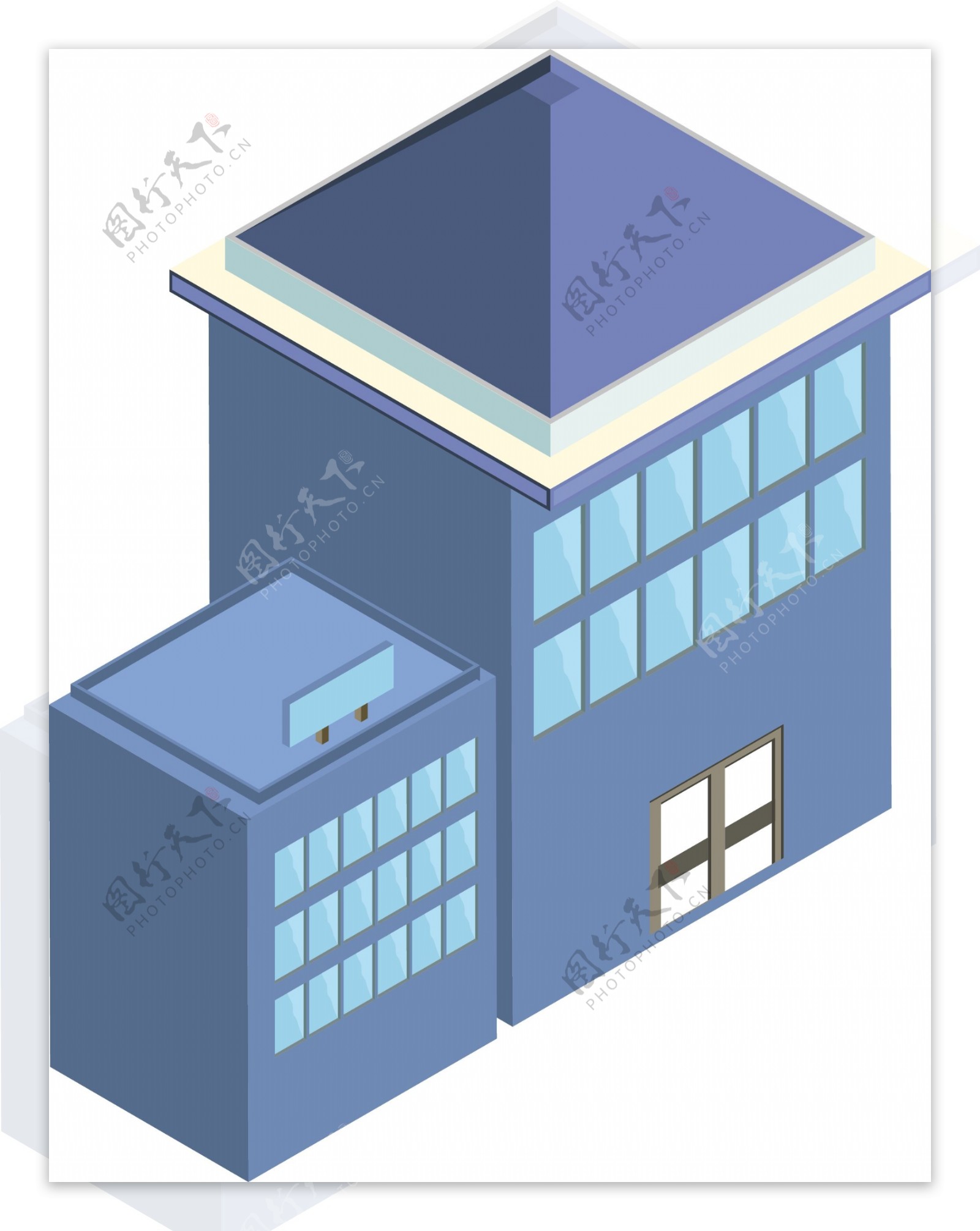 2.5D蓝色线性建筑简单AI素材