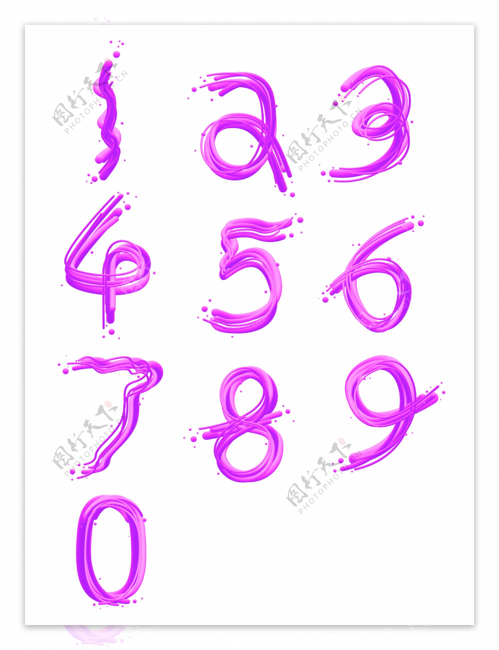 阿拉伯数字渐变混合字体设计