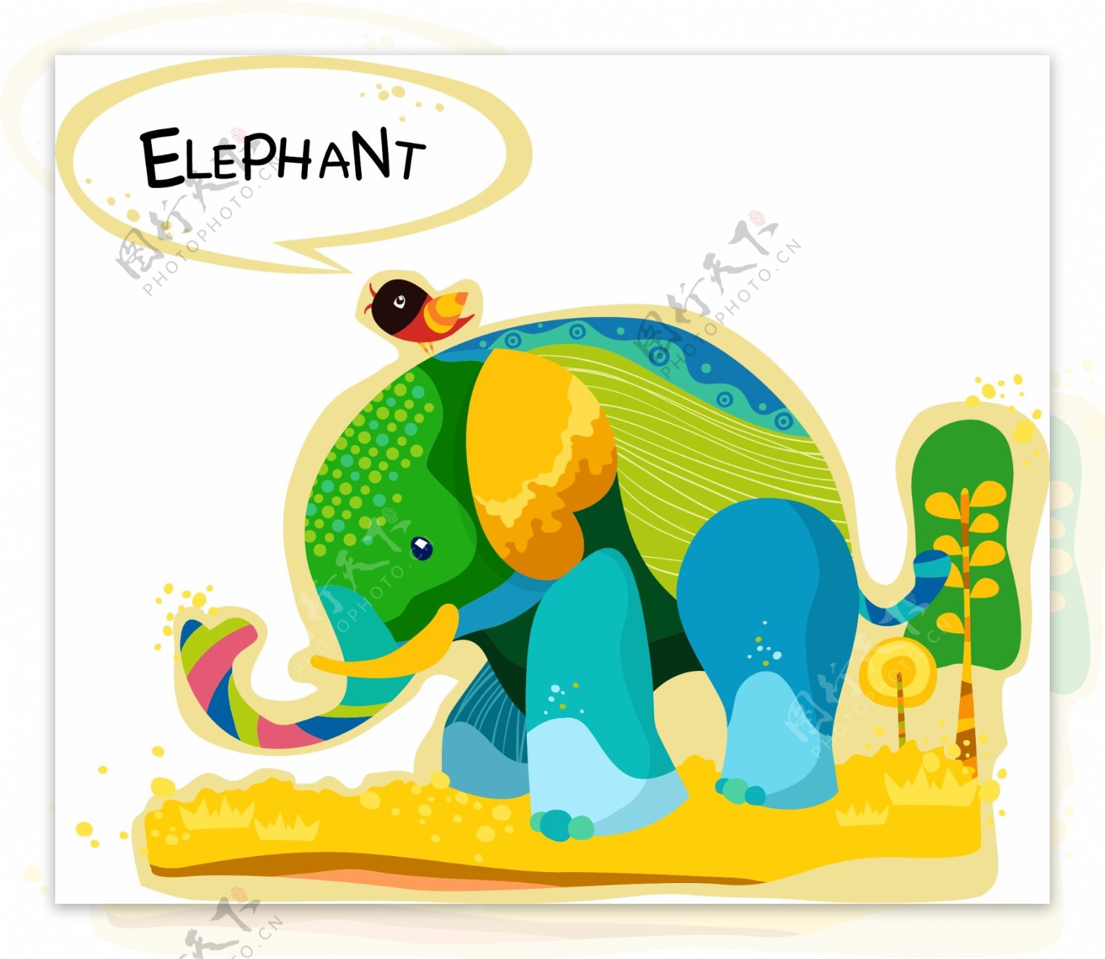 大象的背景矢量图案