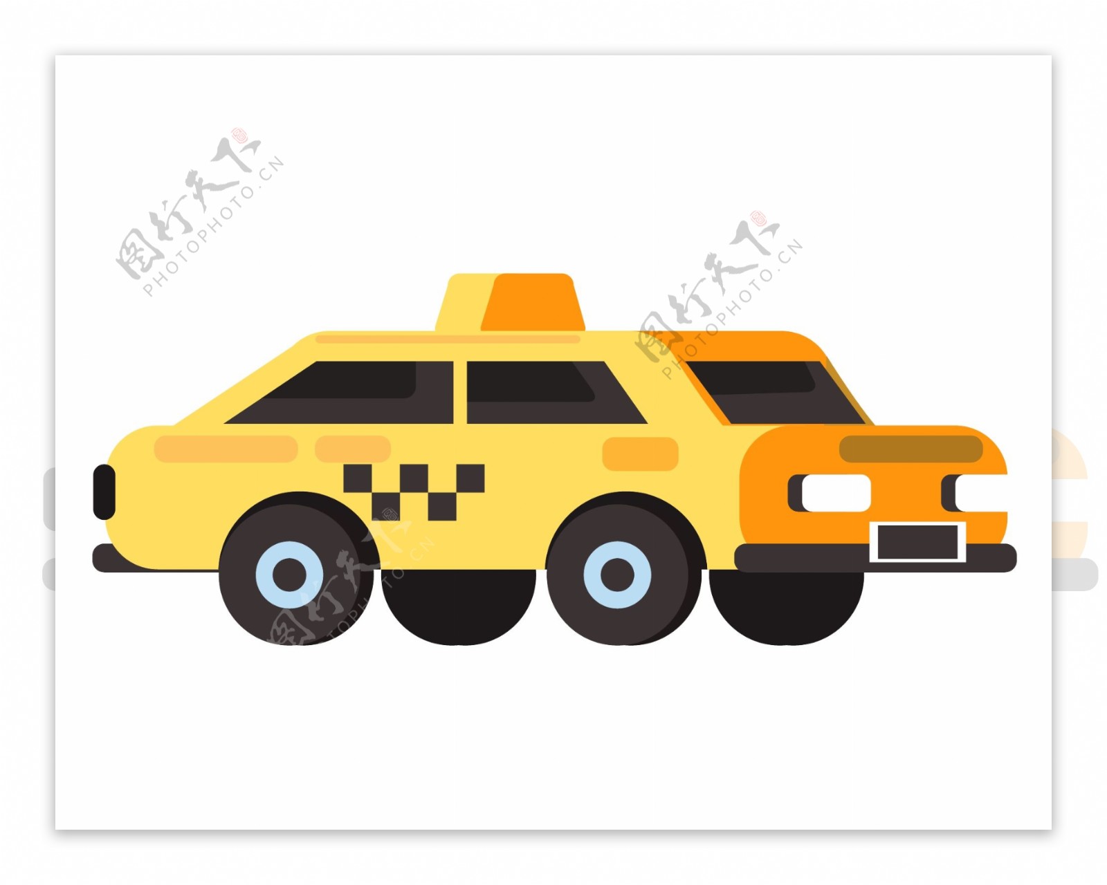 卡通黄色出租车元素