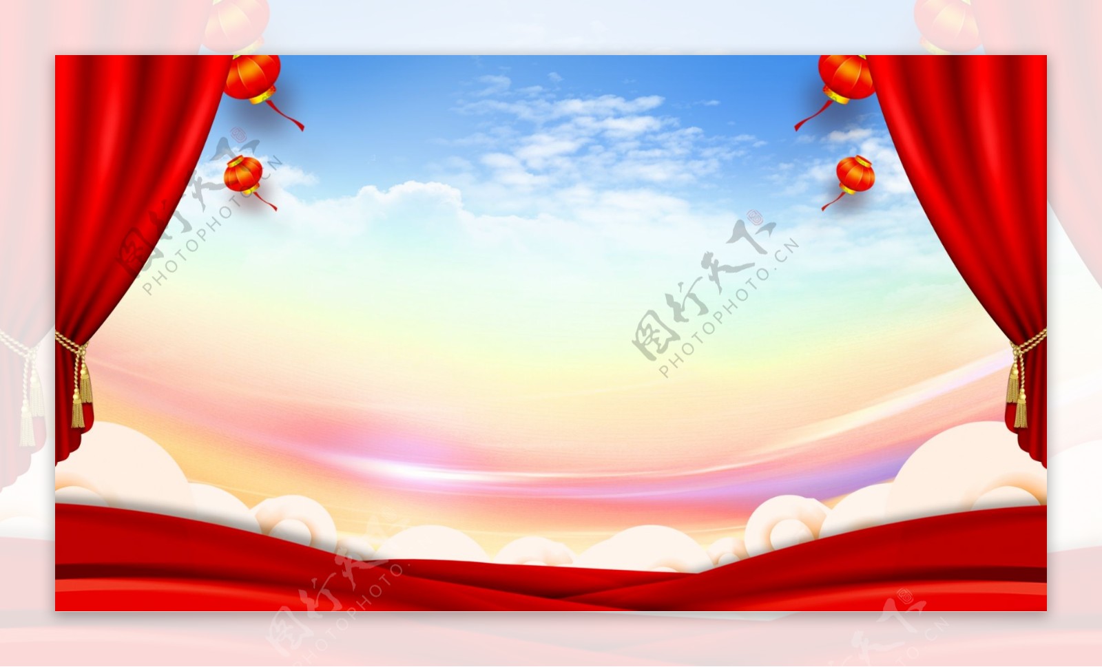 大气灯笼喜庆猪年春节通用背景设计