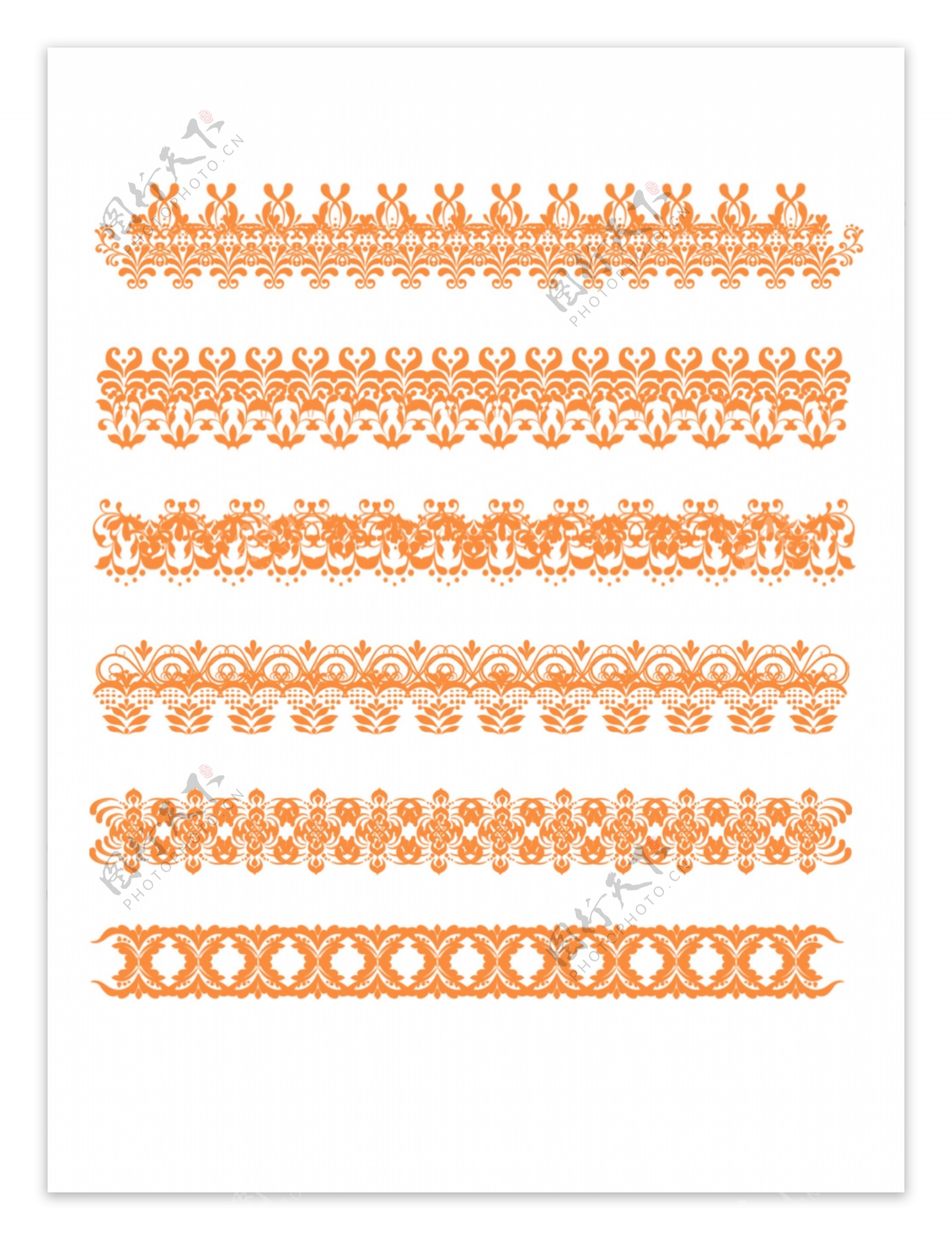 原创欧式复杂边框套图橙色可商用元素