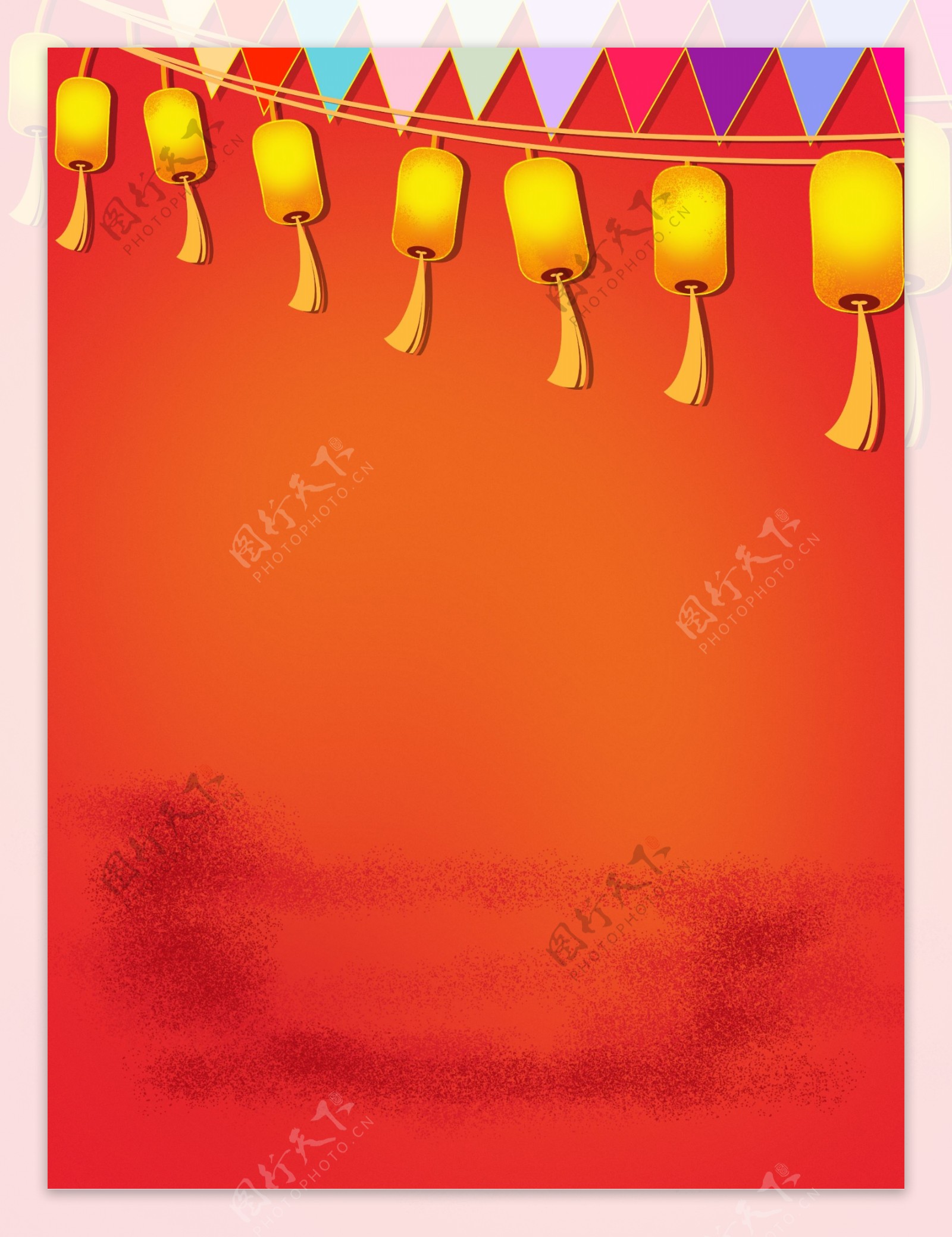 彩绘中国风灯笼猪年背景设计