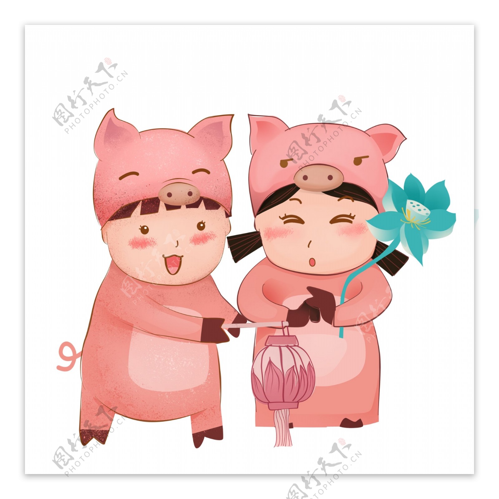 粉色卡通可爱猪年猪娃设计