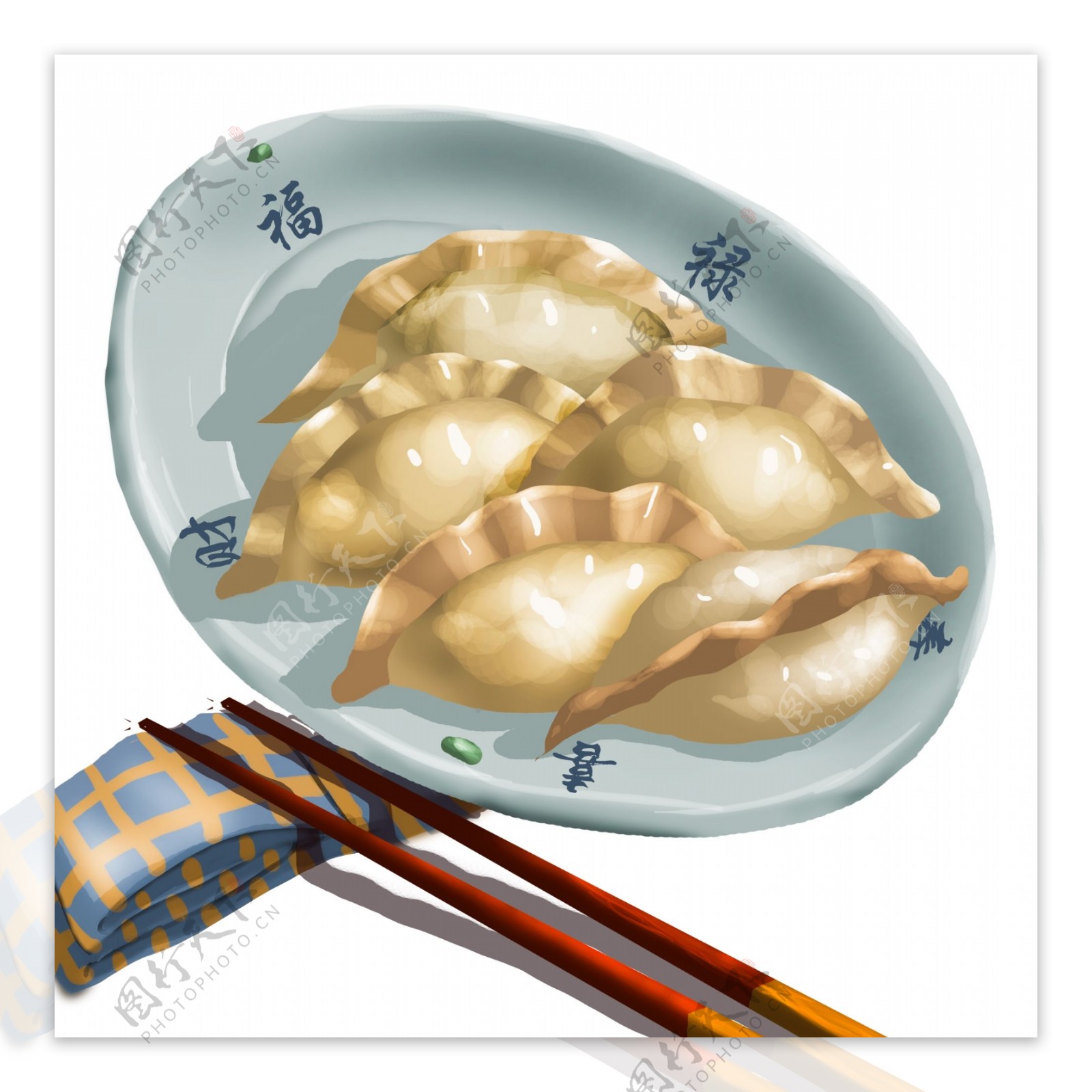 冬至一盘饺子手绘设计元素