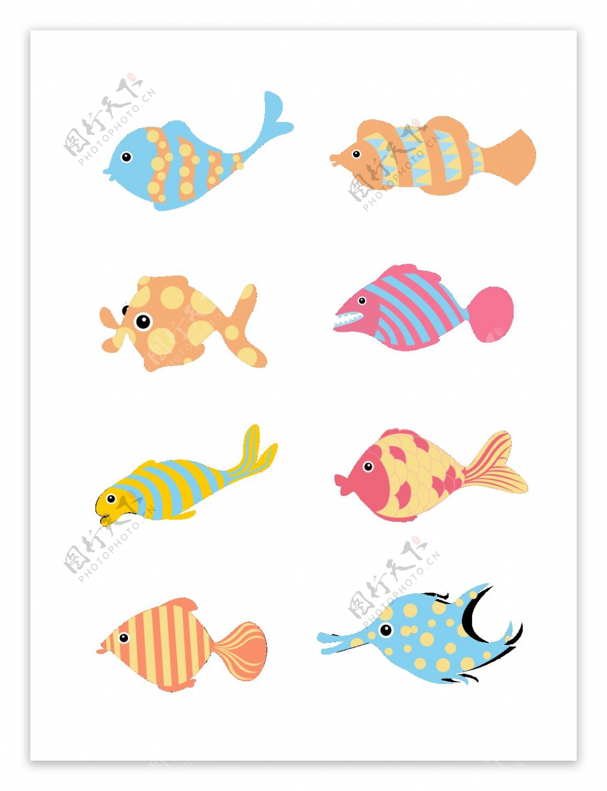海底动物之卡通可爱鱼元素套图