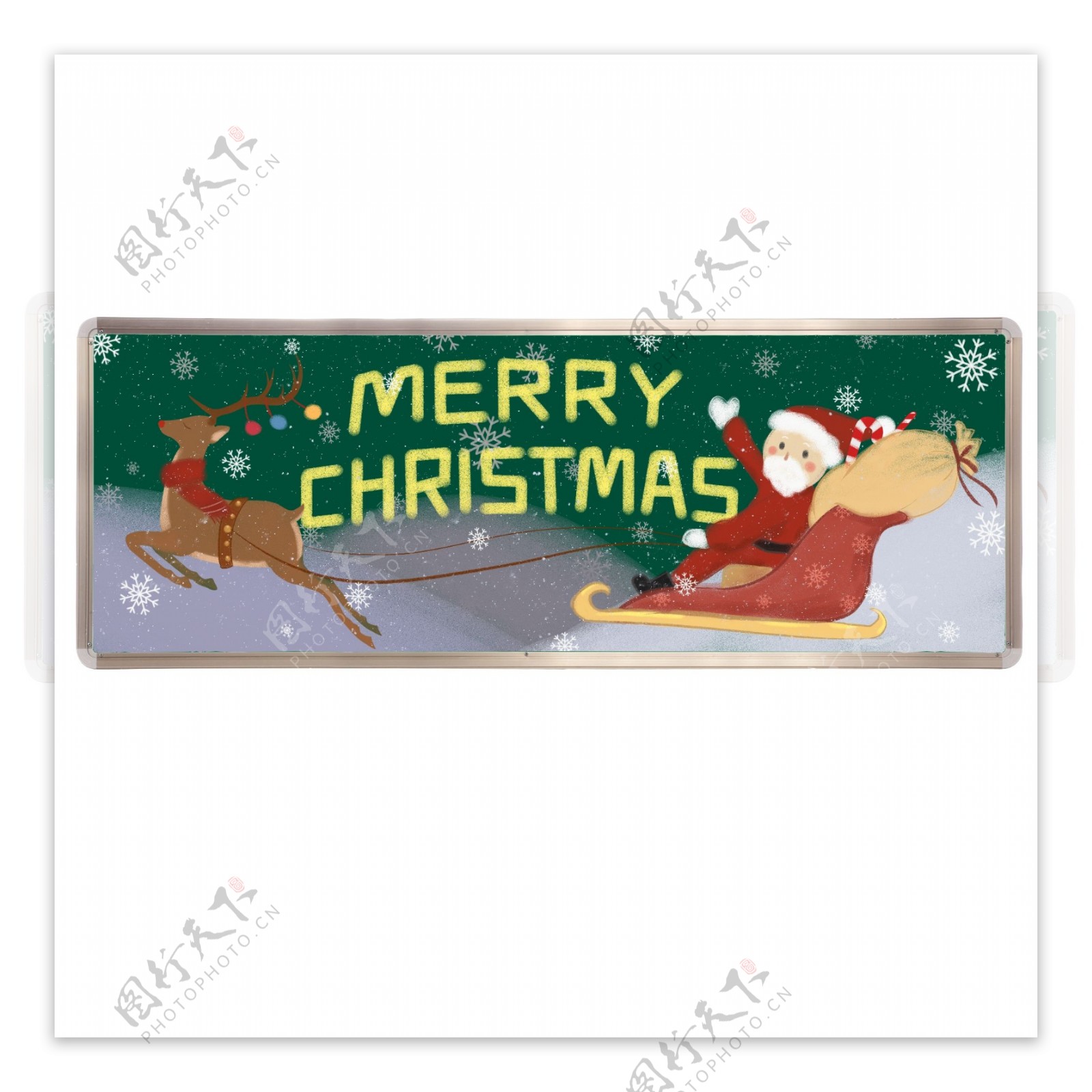 手绘圣诞节黑板板报卡通圣诞老人麋鹿可商用