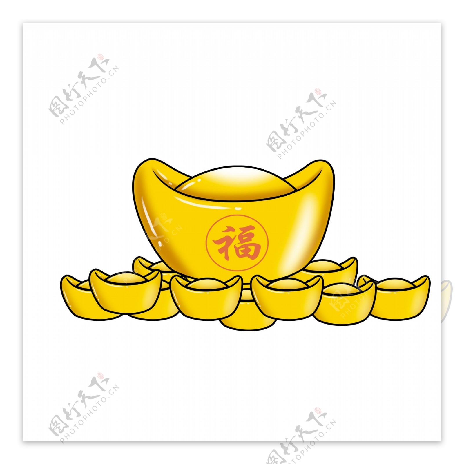 春节金元宝元素卡通设计