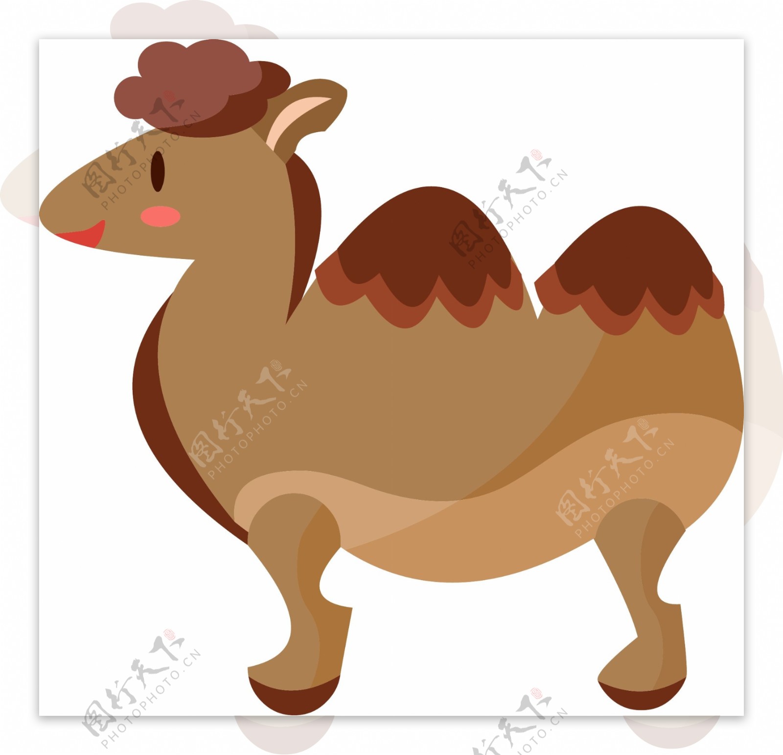 手绘动物卡通扁平动物元素骆驼