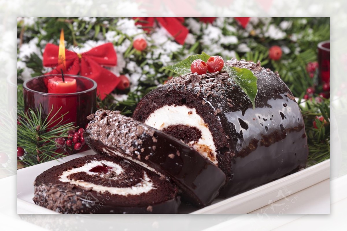 新年卷蛋糕巧克力食物