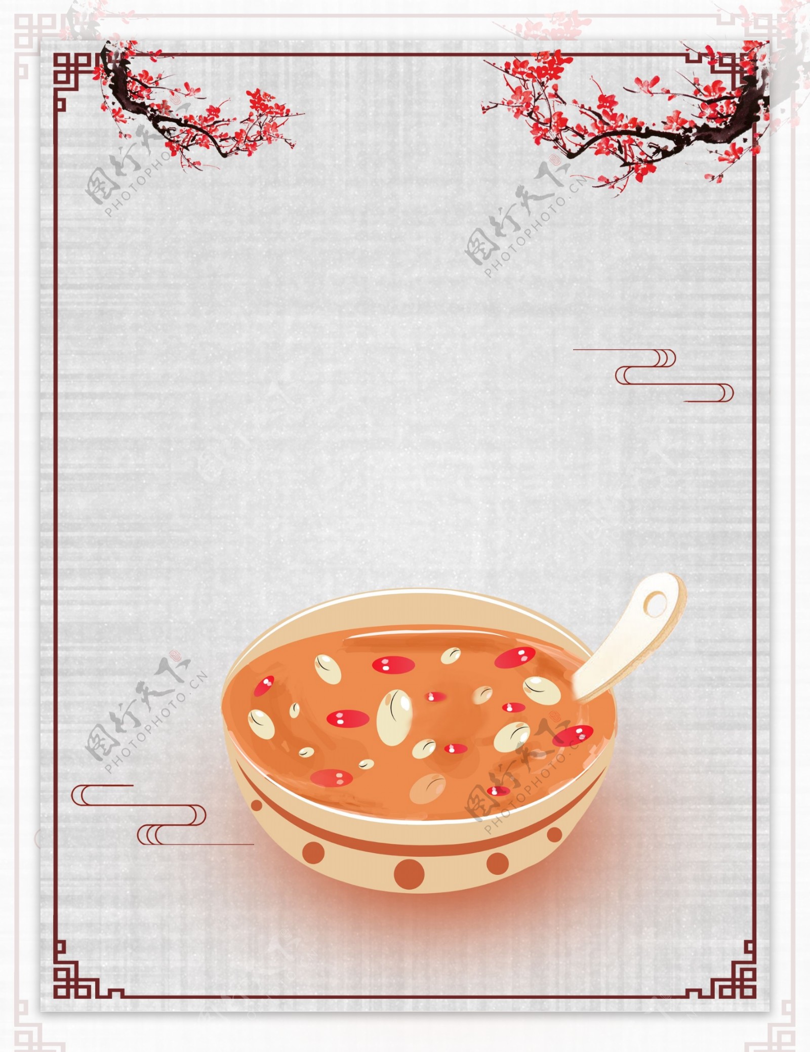 中国风花枝腊八粥背景设计