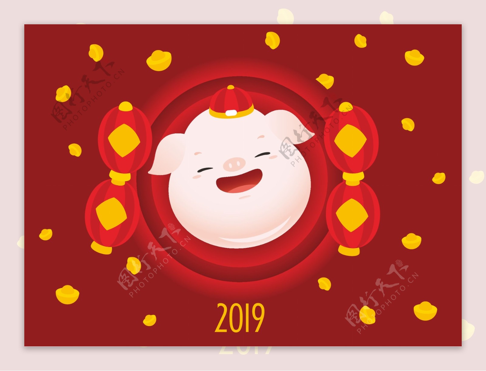 2019卡通吉祥物财神小猪