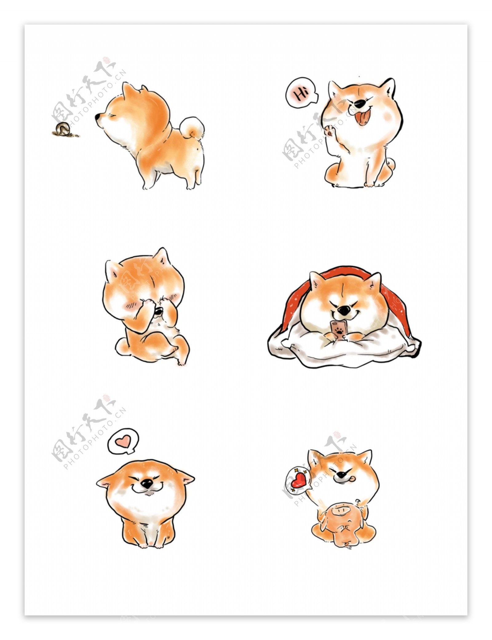 可爱动物柴犬卡通表情包套图