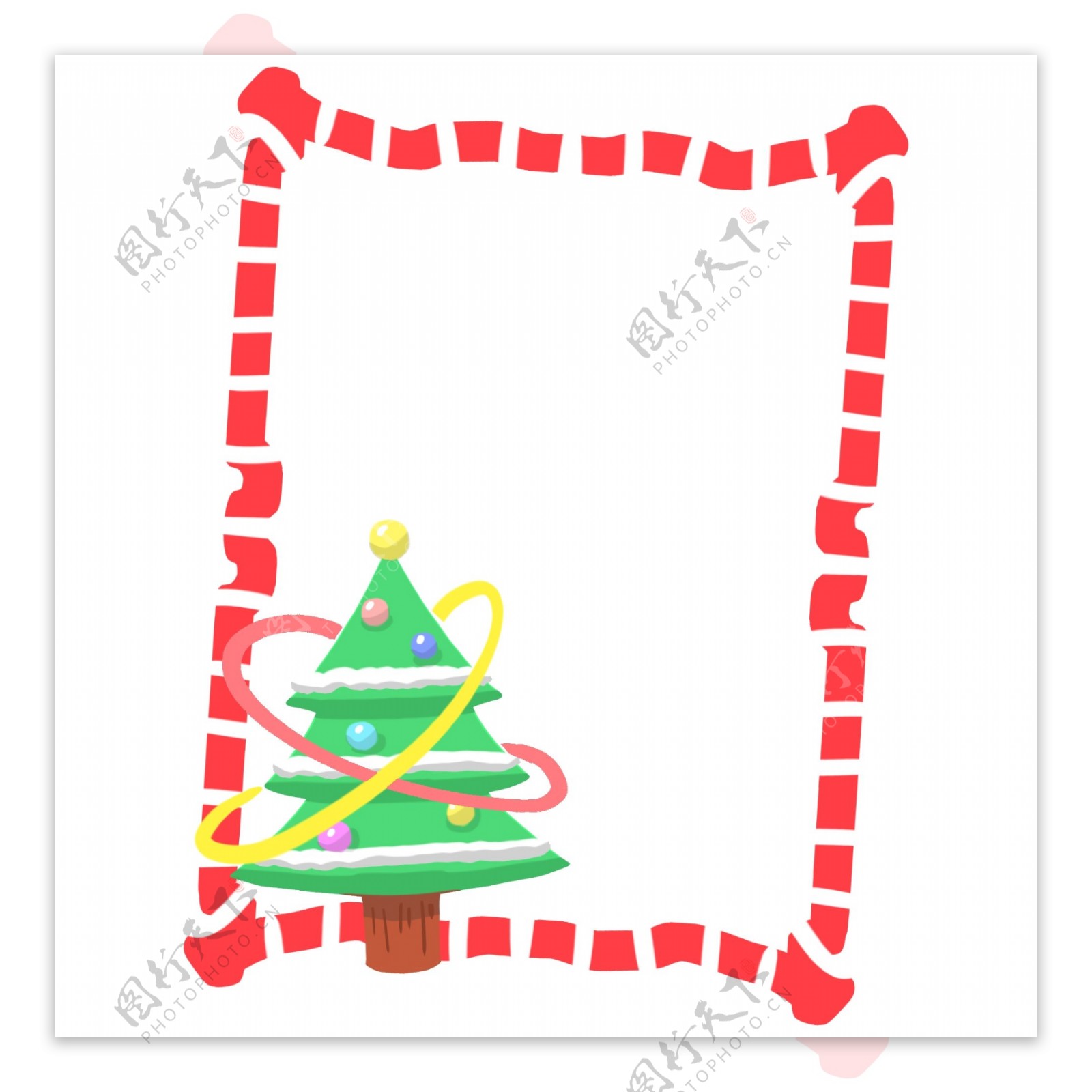 手绘圣诞树边框插画