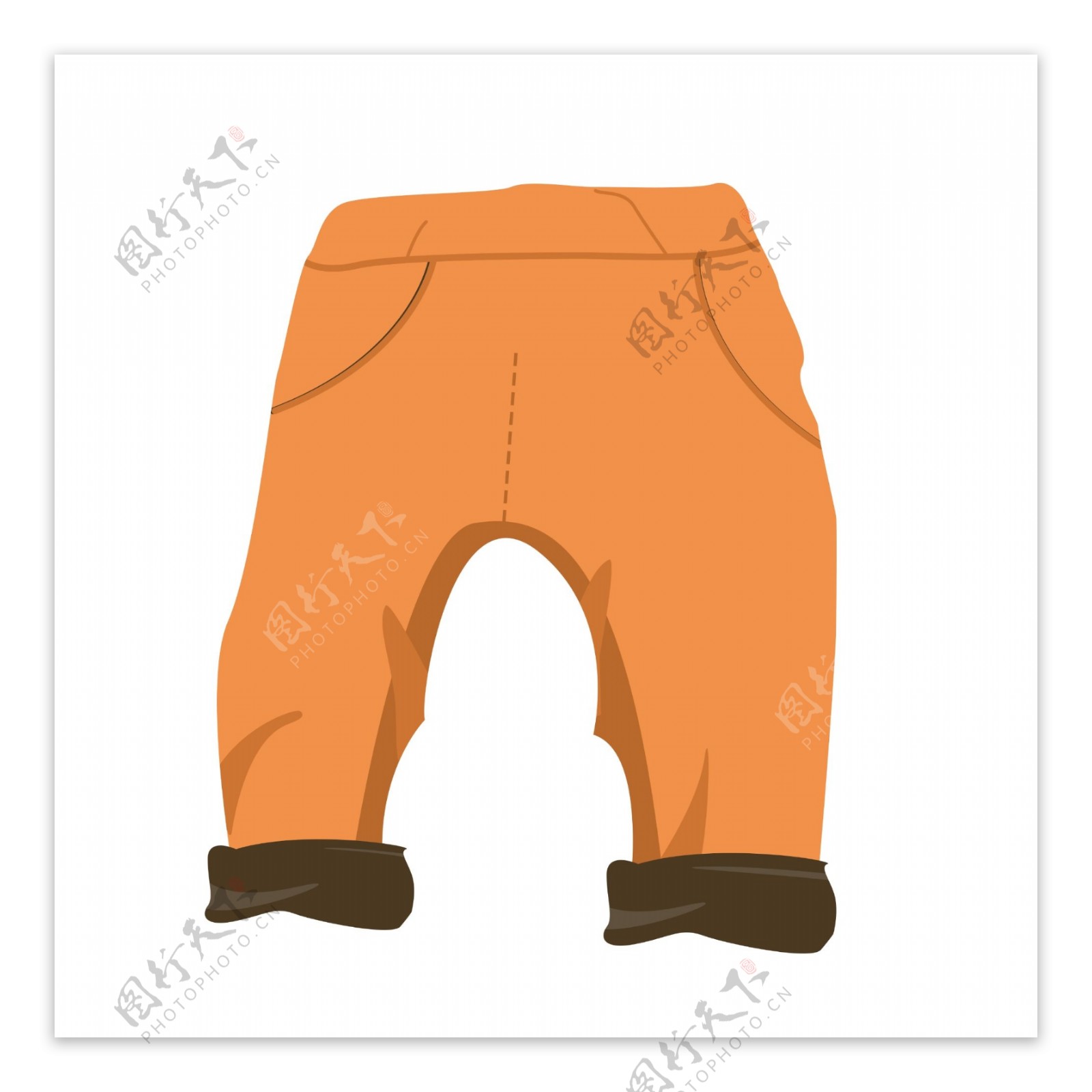手绘橙色裤子插画