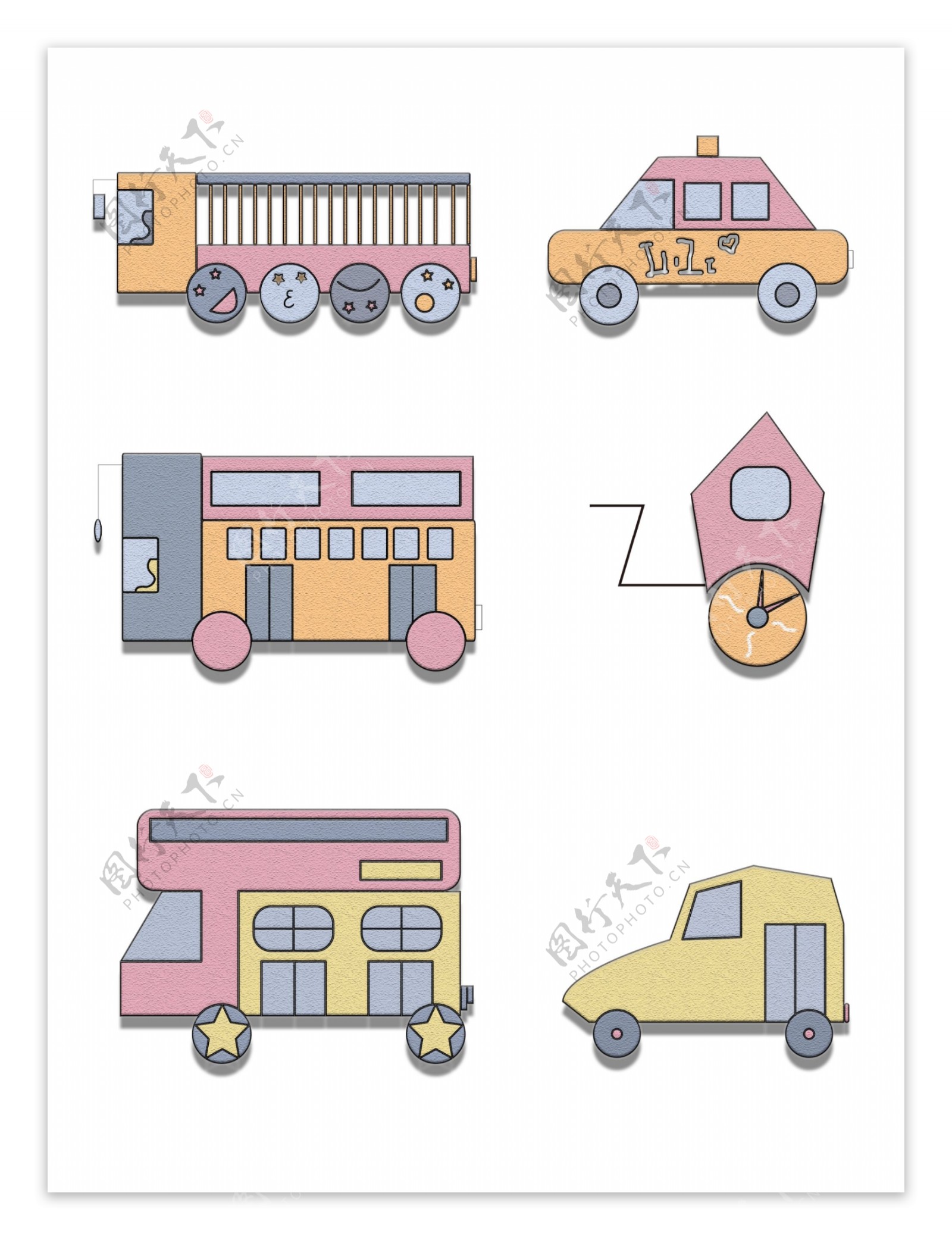 汽车交通工具卡通可爱元素
