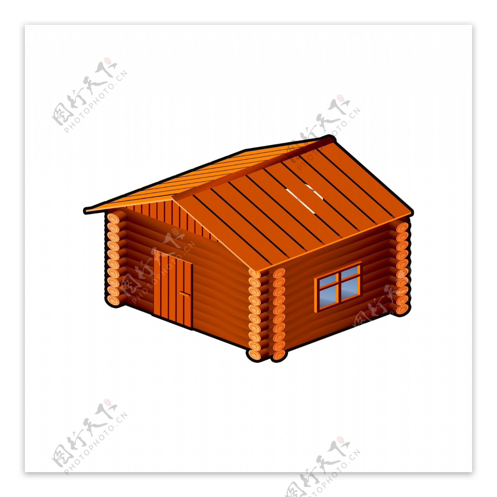小房子木质手绘装饰素材设计