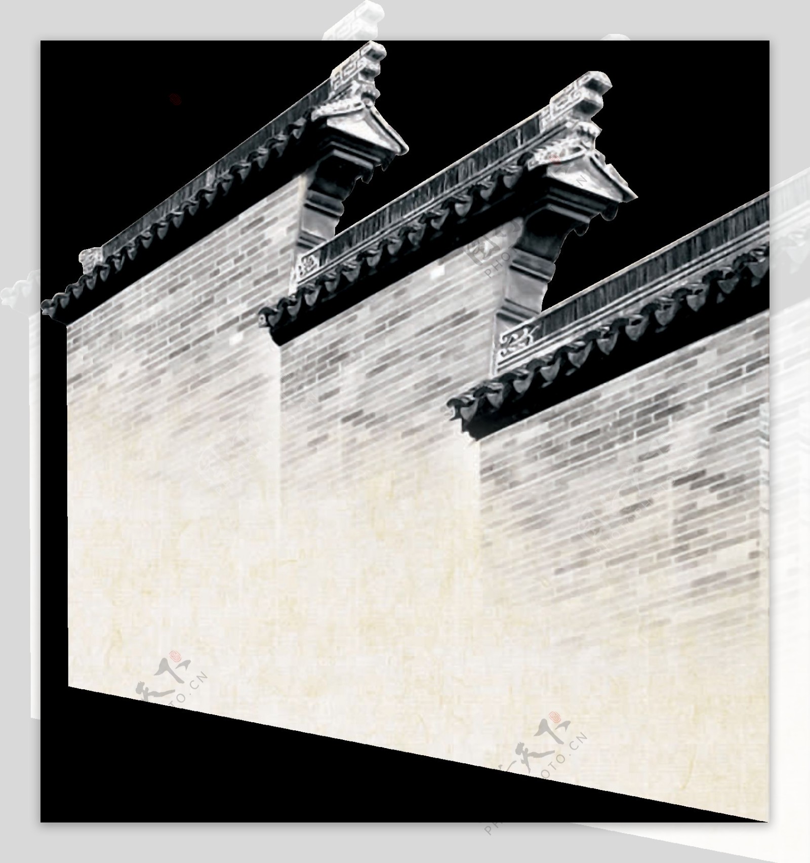 中式传统马头墙徽派建筑设计元素