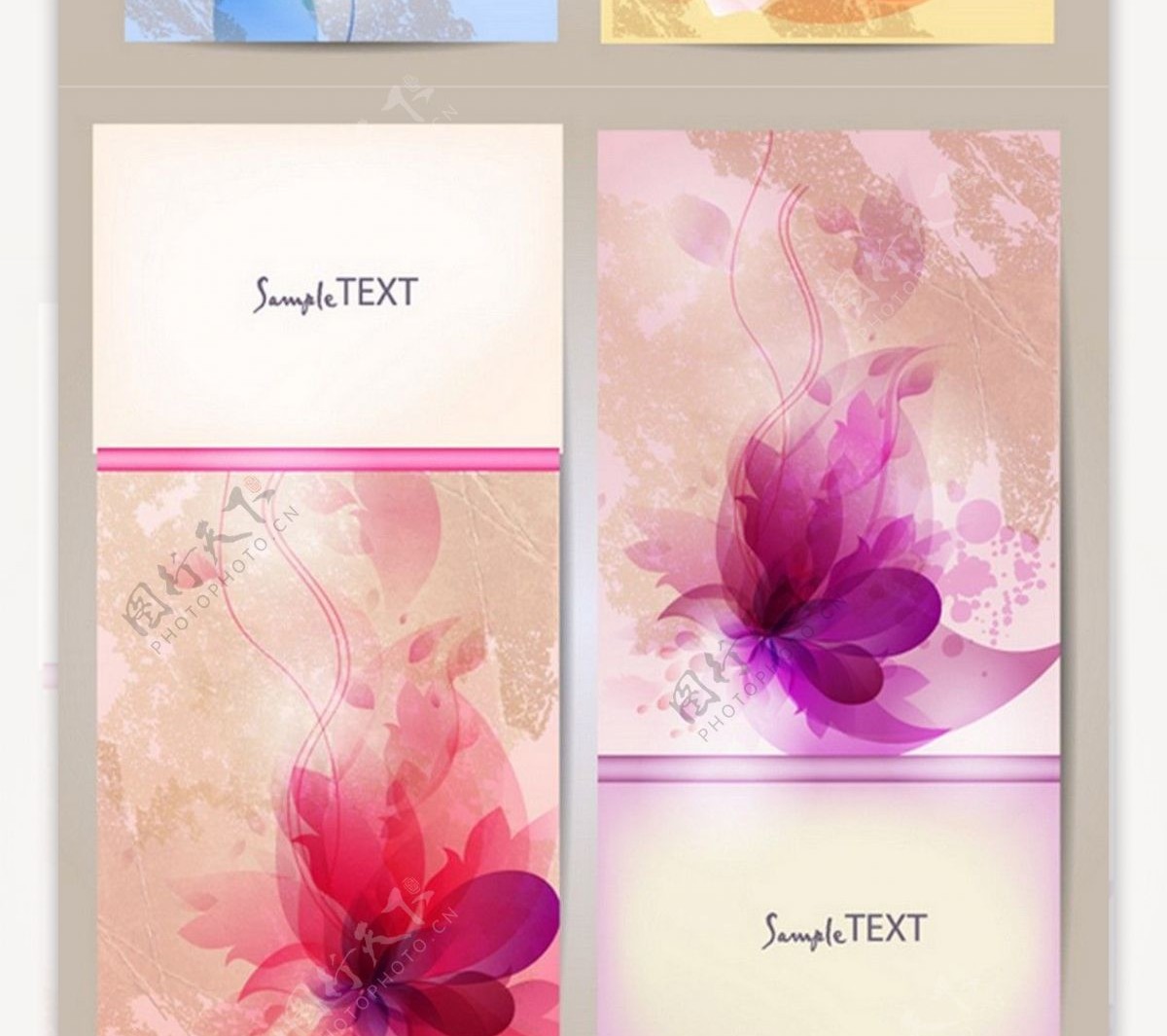 中国墨水风格花卉海报常用矢量背景素材