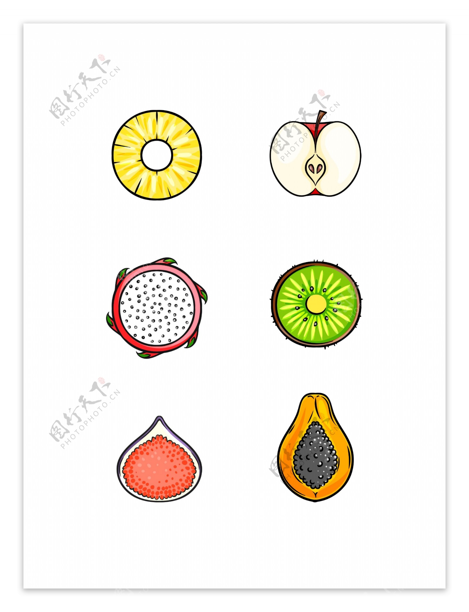 水果切面图简约卡通多种素材设计