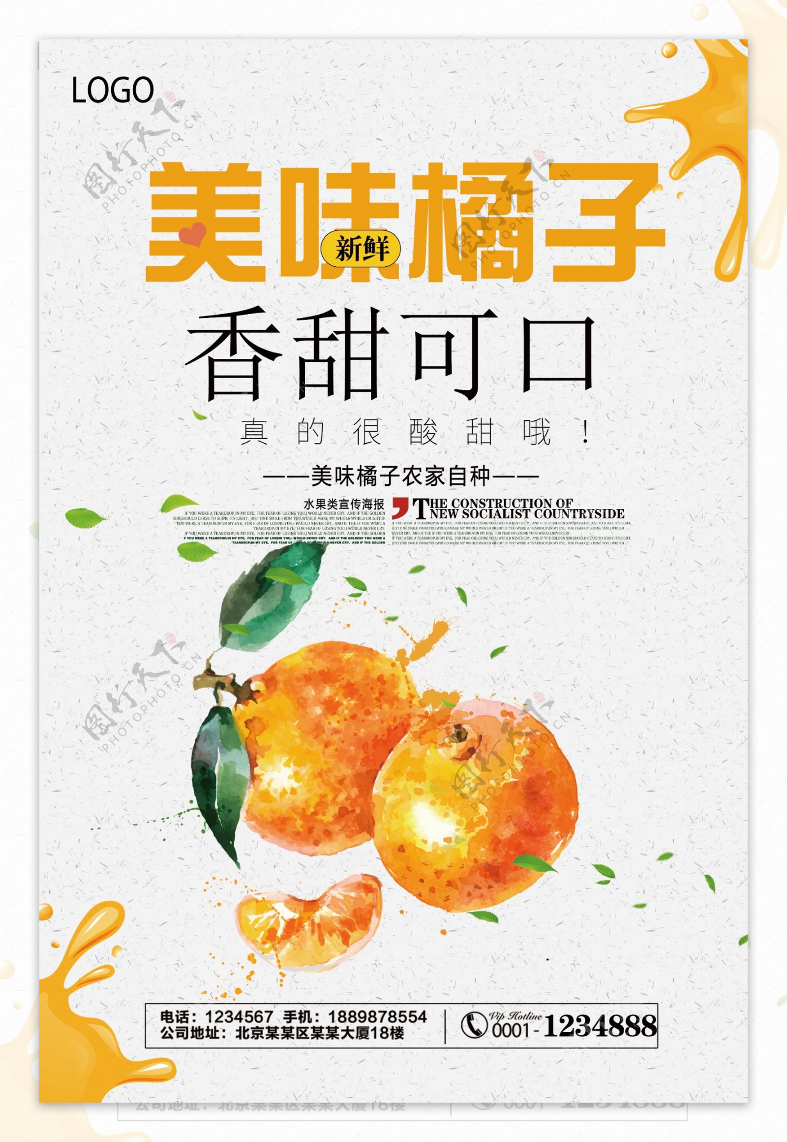 小清新橘子宣传海报