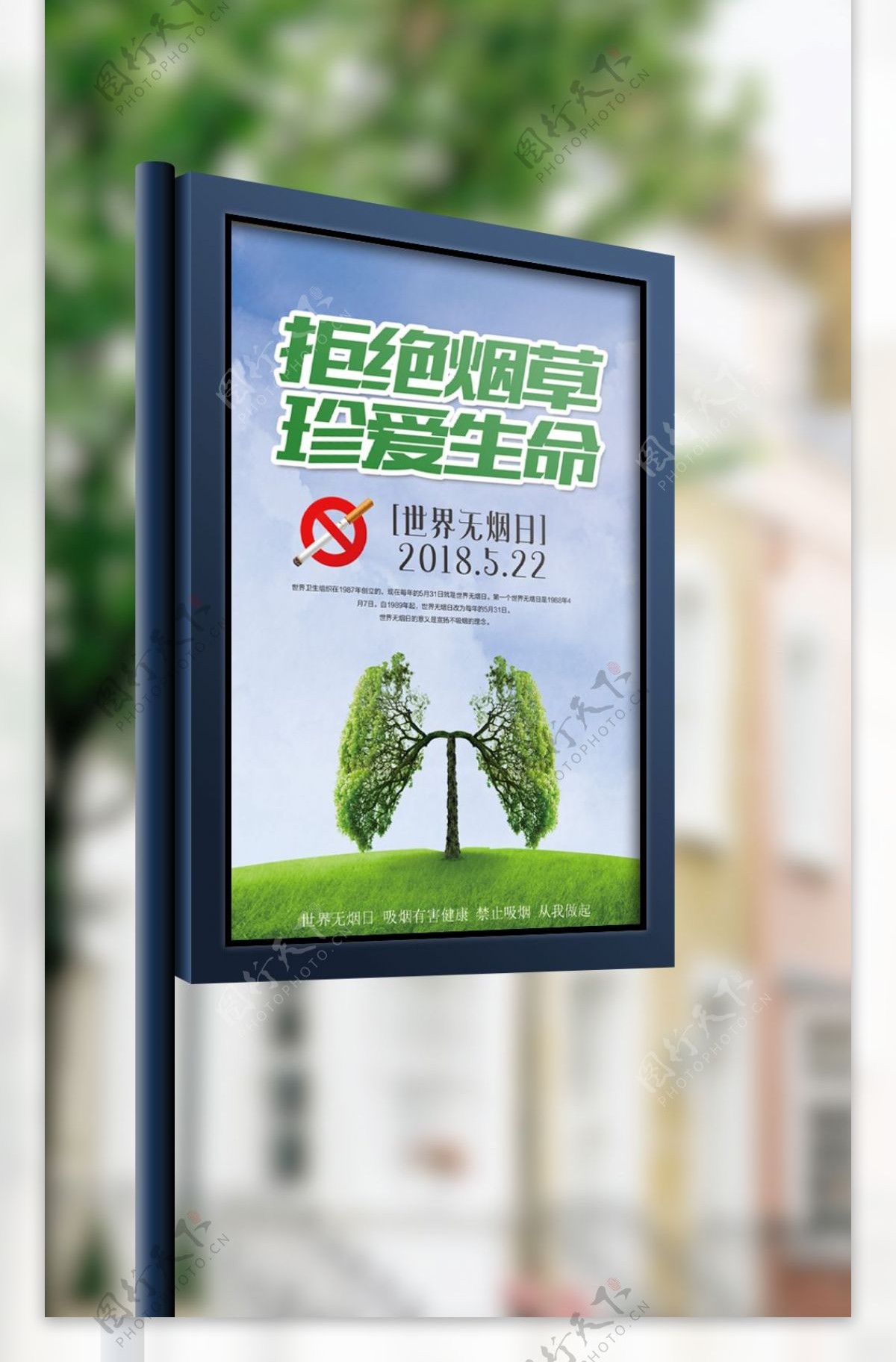 绿色简约世界无烟日公益海报