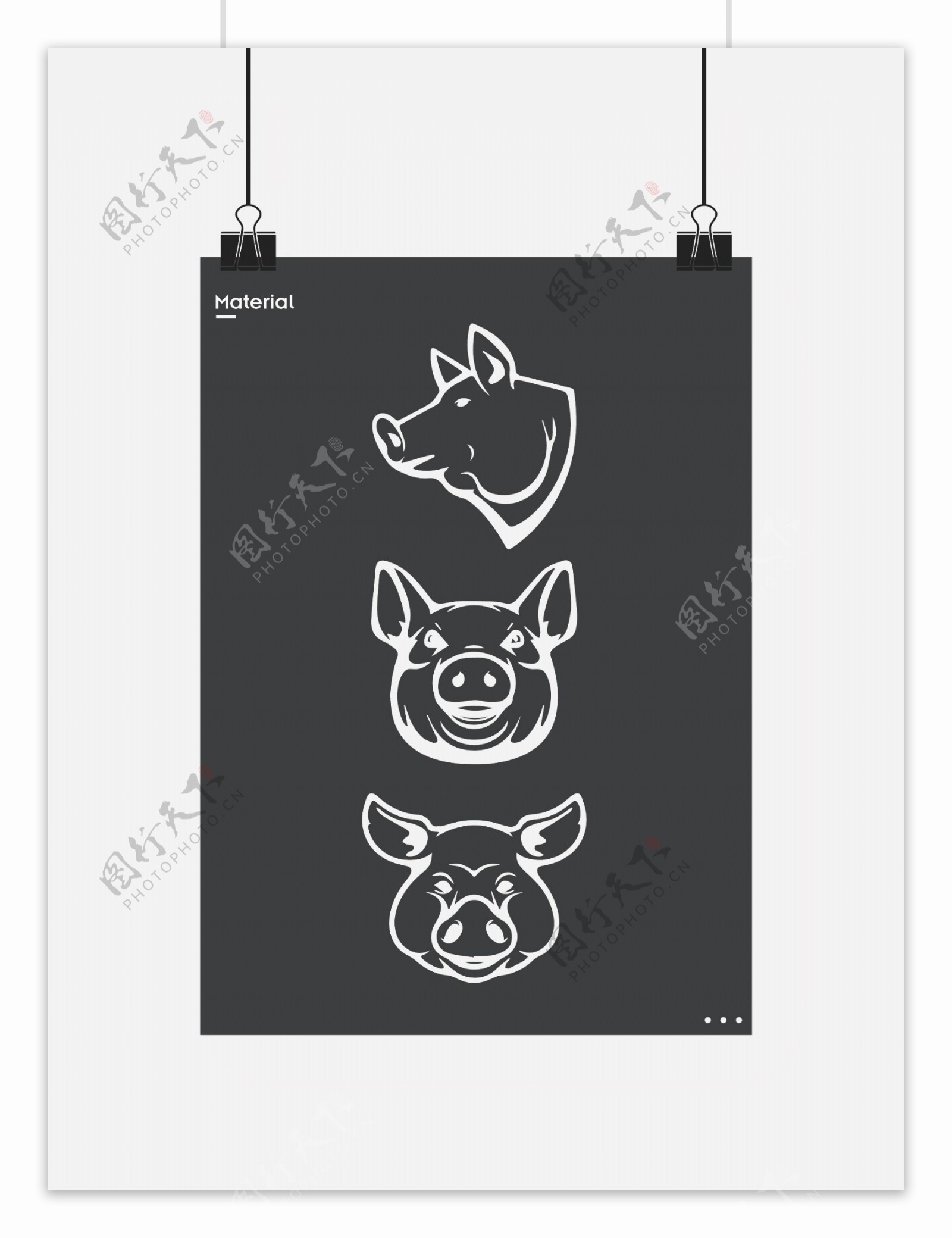 2019年猪头卡通图标矢量标志