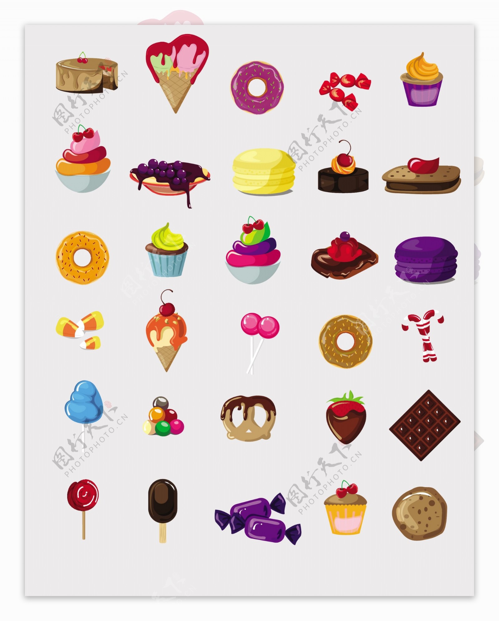 30个甜点和糖果的图标