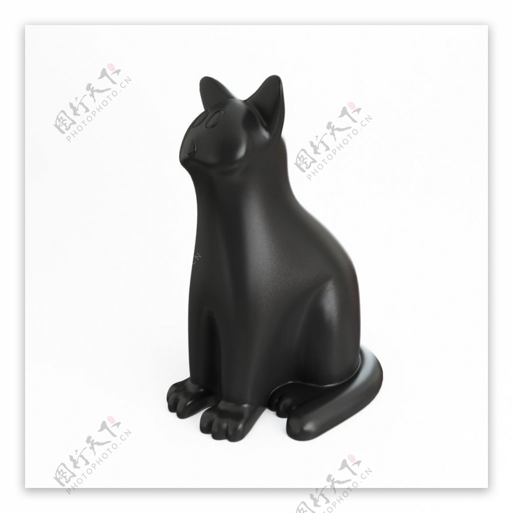 黑色猫形陶瓷摆设模型素材