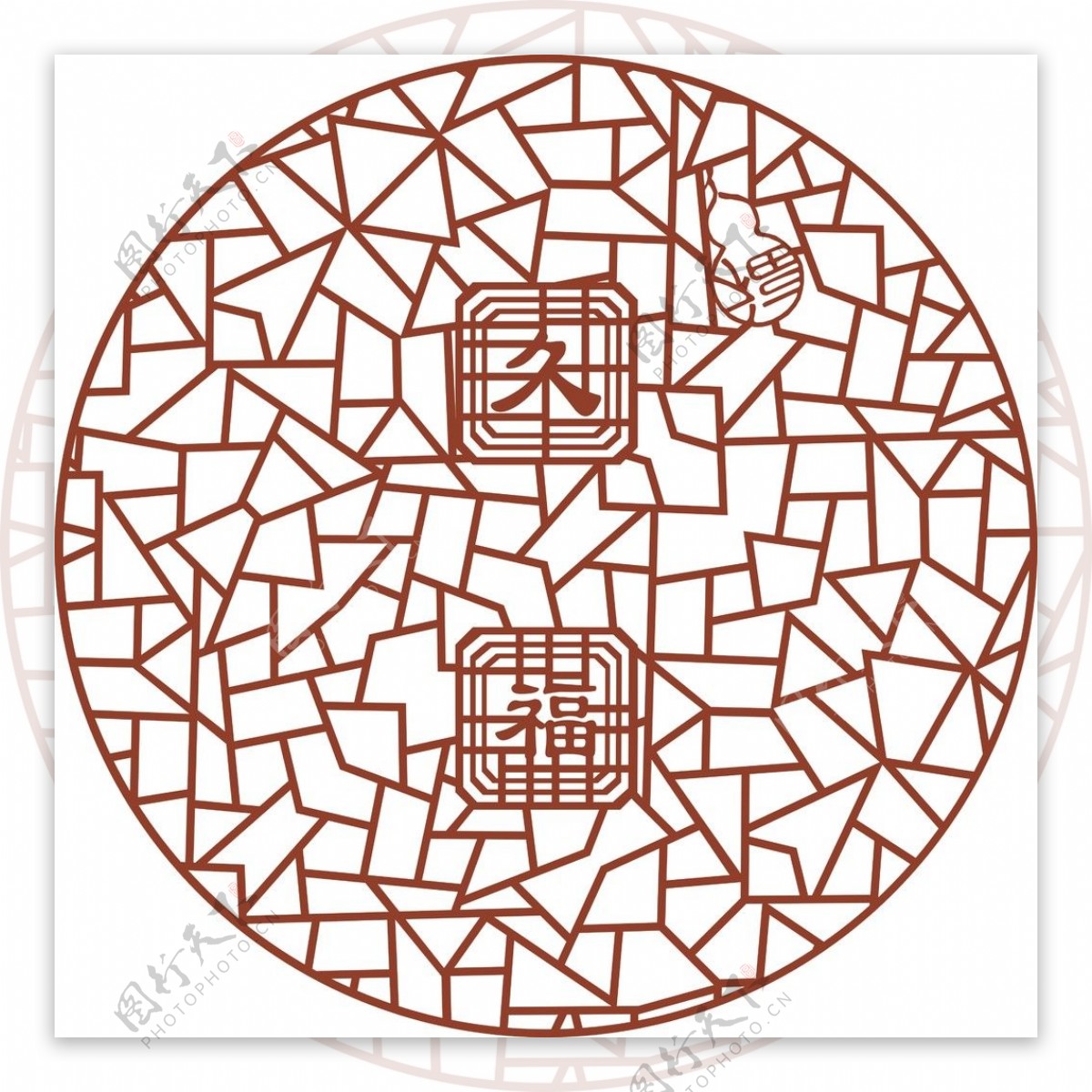 中式扇形木雕镂空图