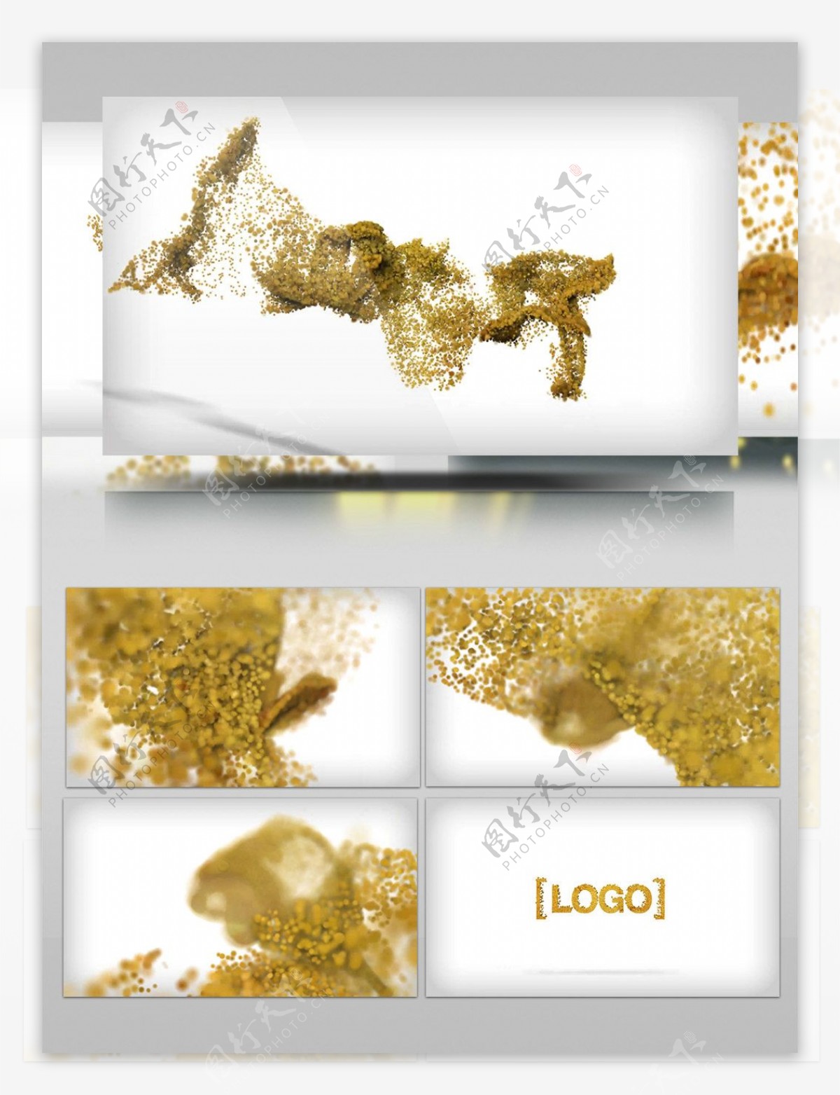 年终总结开场金色花瓣粒子汇聚logo演绎