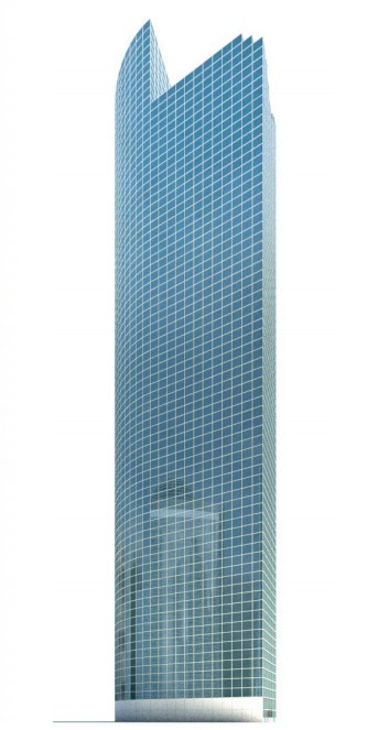 浅蓝色玻璃时尚大楼3d模型