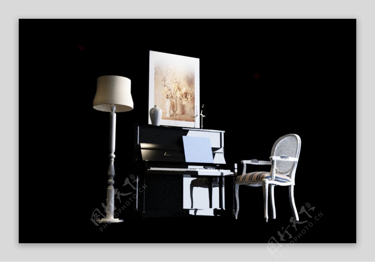 欧式现代钢琴座椅设计模型