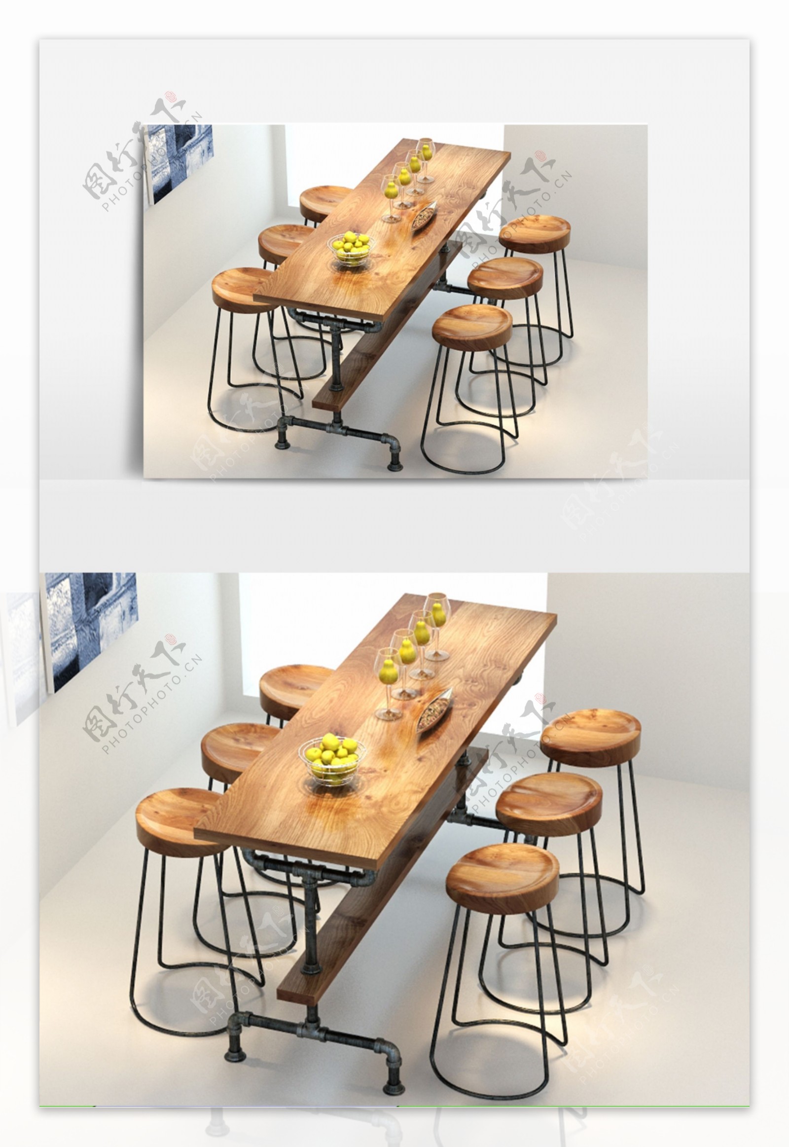 现代北欧风格餐桌椅设计模型