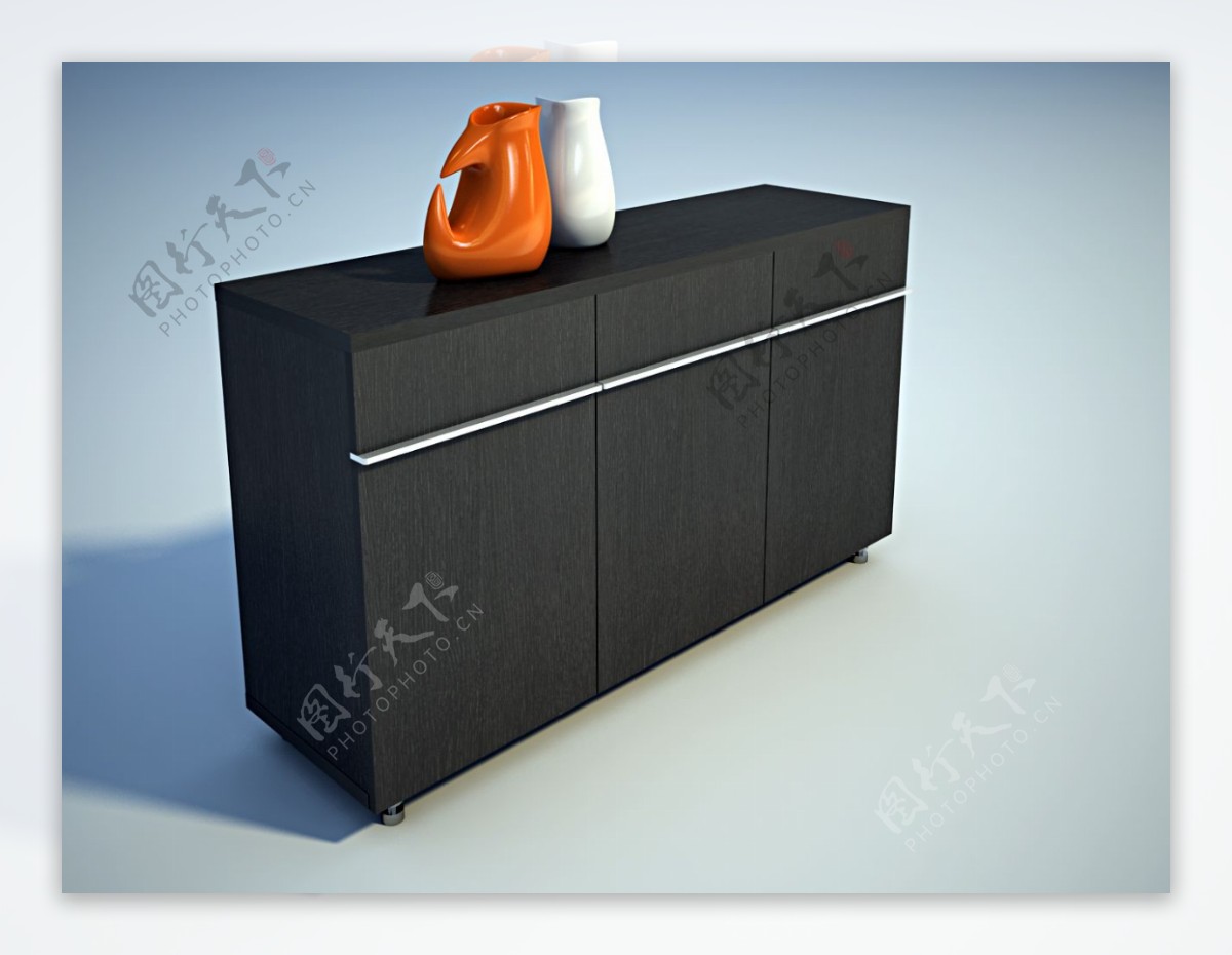 家具的3dsmax模型黑色的玄关柜的3dsmax模型
