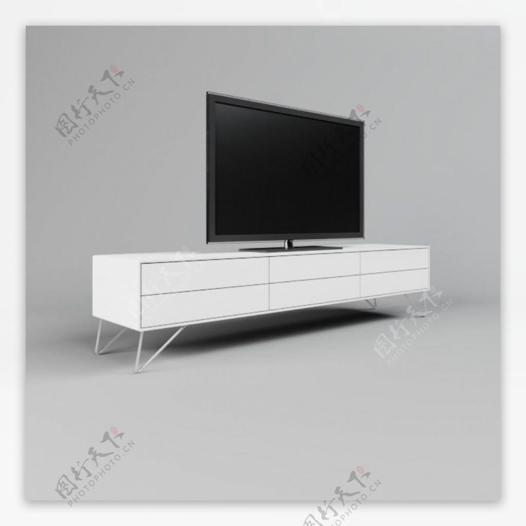 白色电视柜3d模型下载